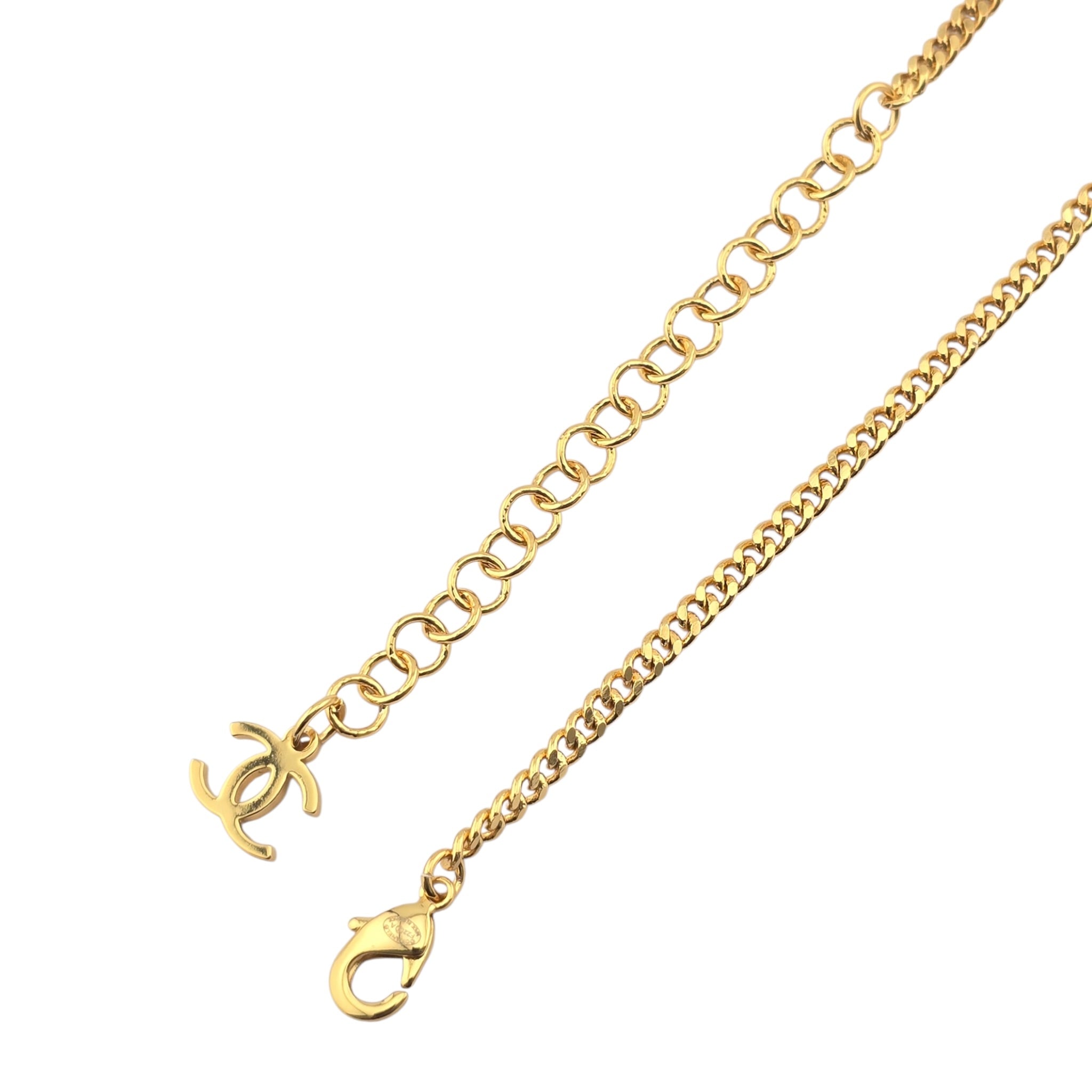 Chanel CC Gold Crystal Oval Pendant Necklace 2022 CHANEL