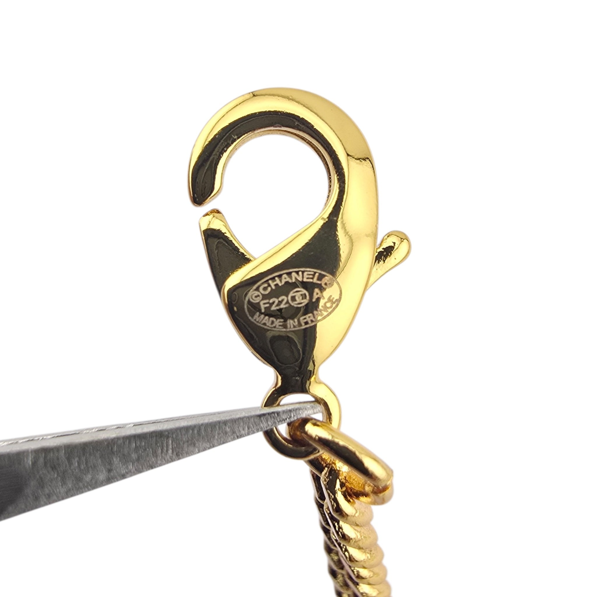 Chanel CC Gold Crystal Oval Pendant Necklace 2022 CHANEL