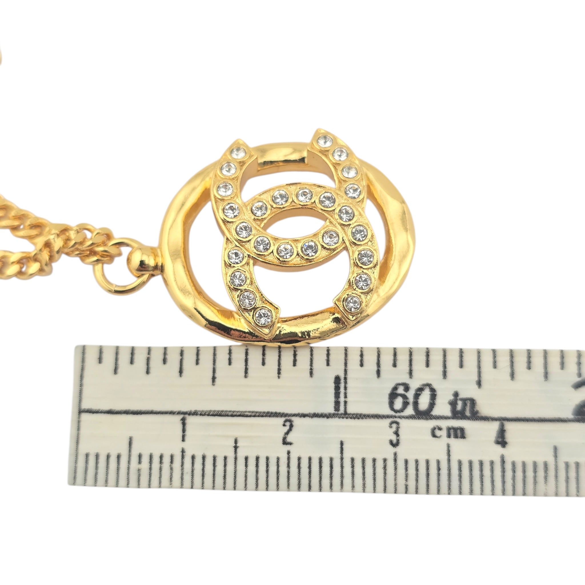 Chanel CC Gold Crystal Oval Pendant Necklace 2022 CHANEL