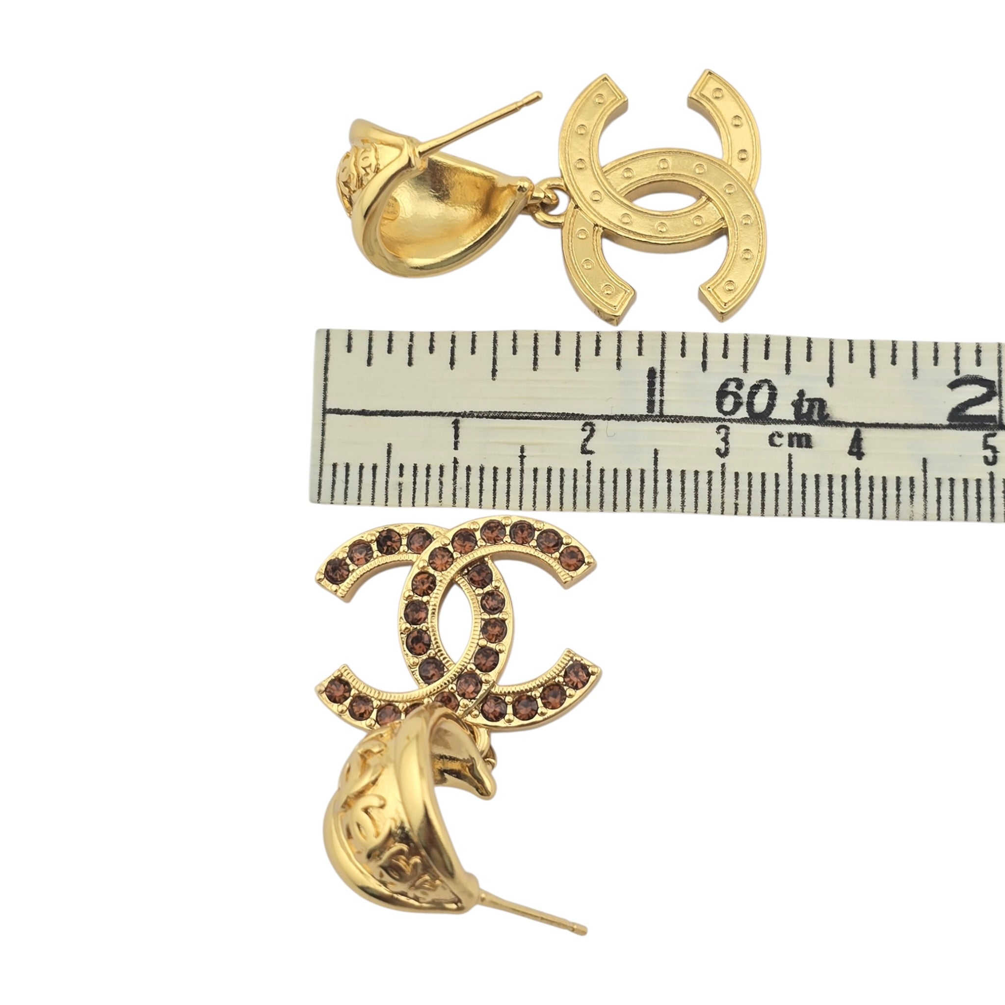 Chanel CC Gold Brown Crystal Earrings 2025 CHANEL