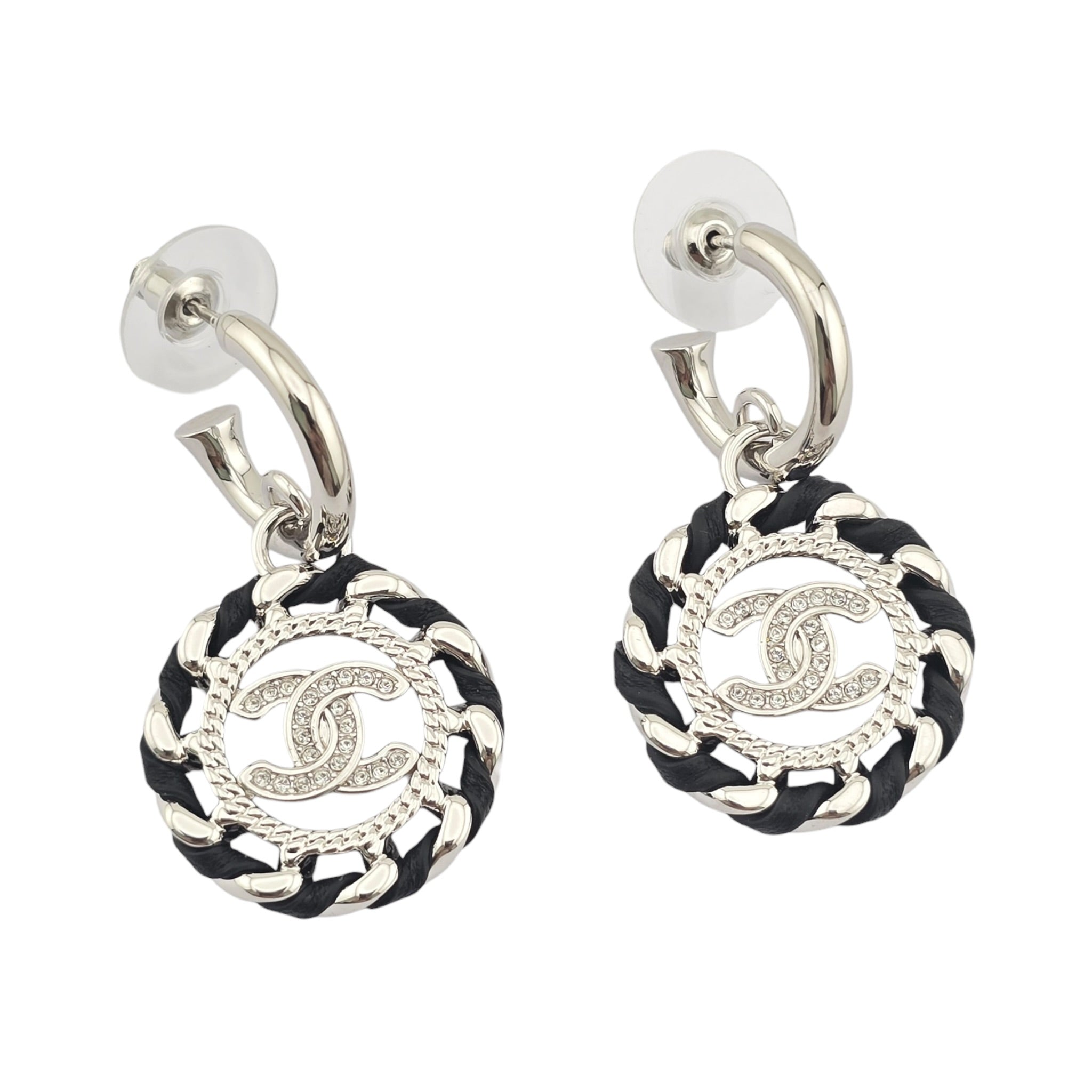 Chanel CC Round Pendant Silver Earrings 2026 CHANEL