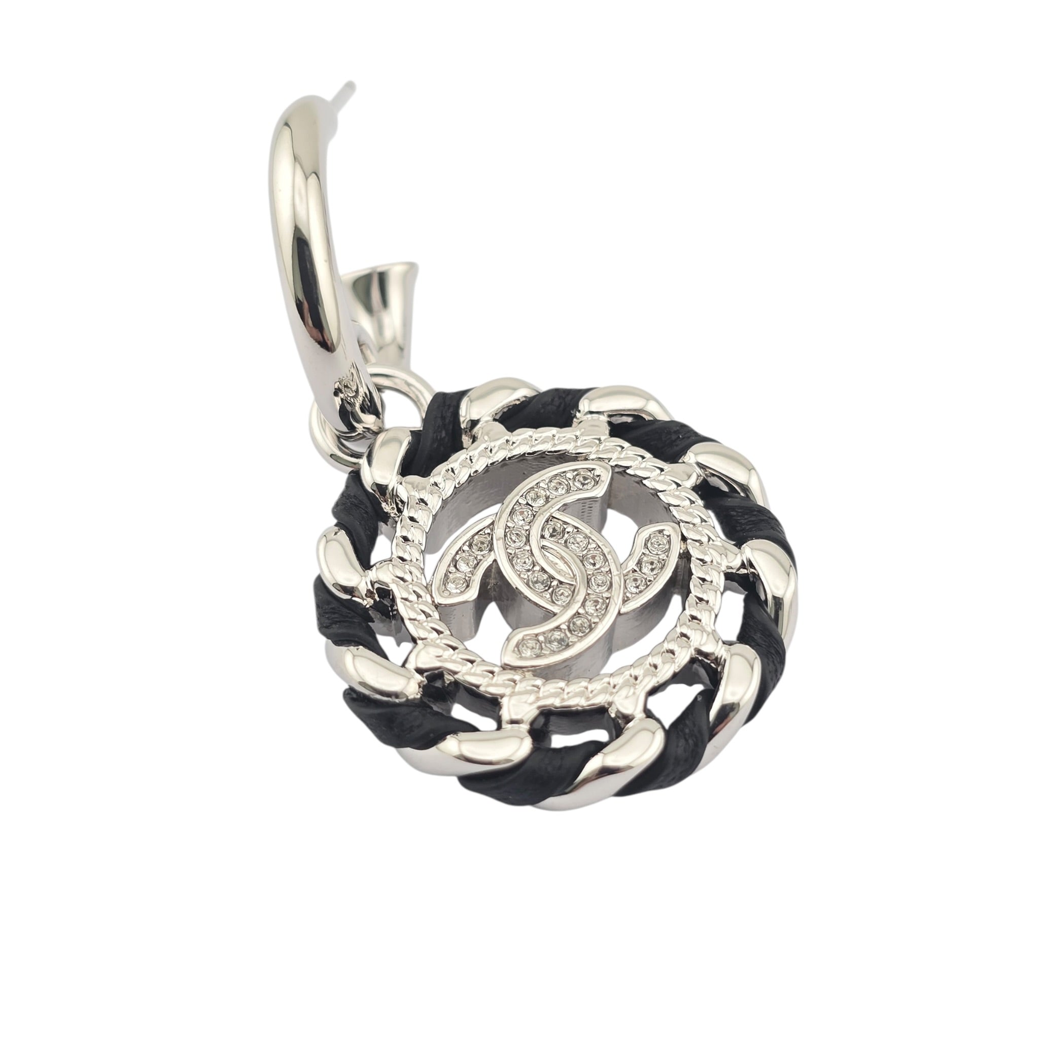 Chanel CC Round Pendant Silver Earrings 2026 CHANEL