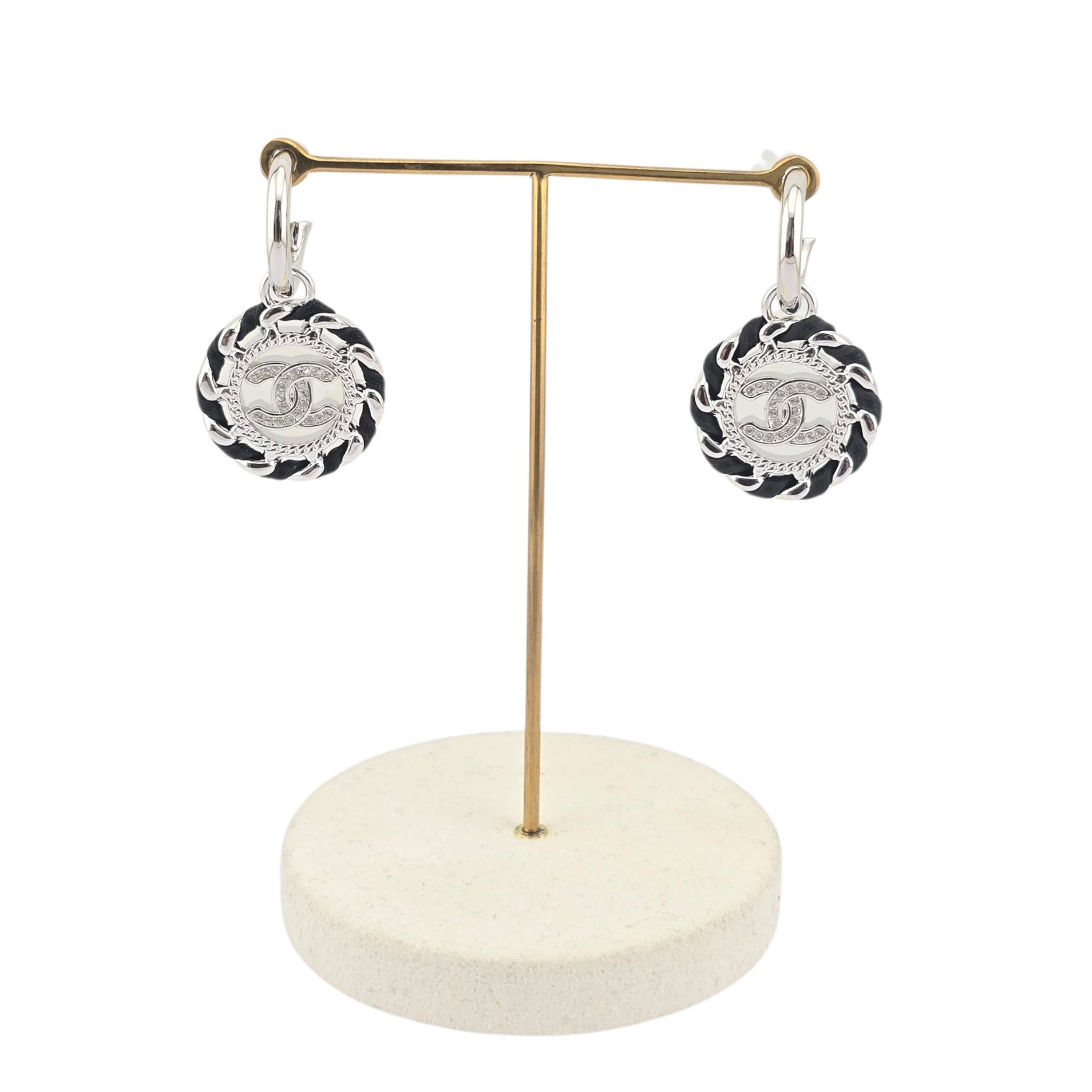 Chanel CC Round Pendant Silver Earrings 2026 CHANEL