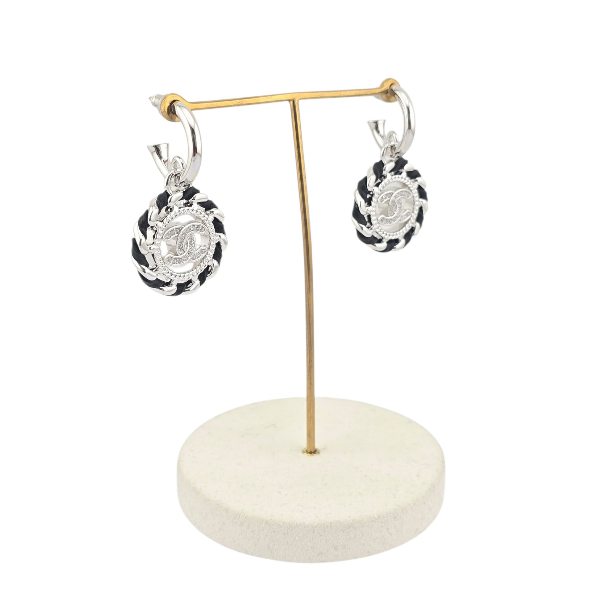 Chanel CC Round Pendant Silver Earrings 2026 CHANEL