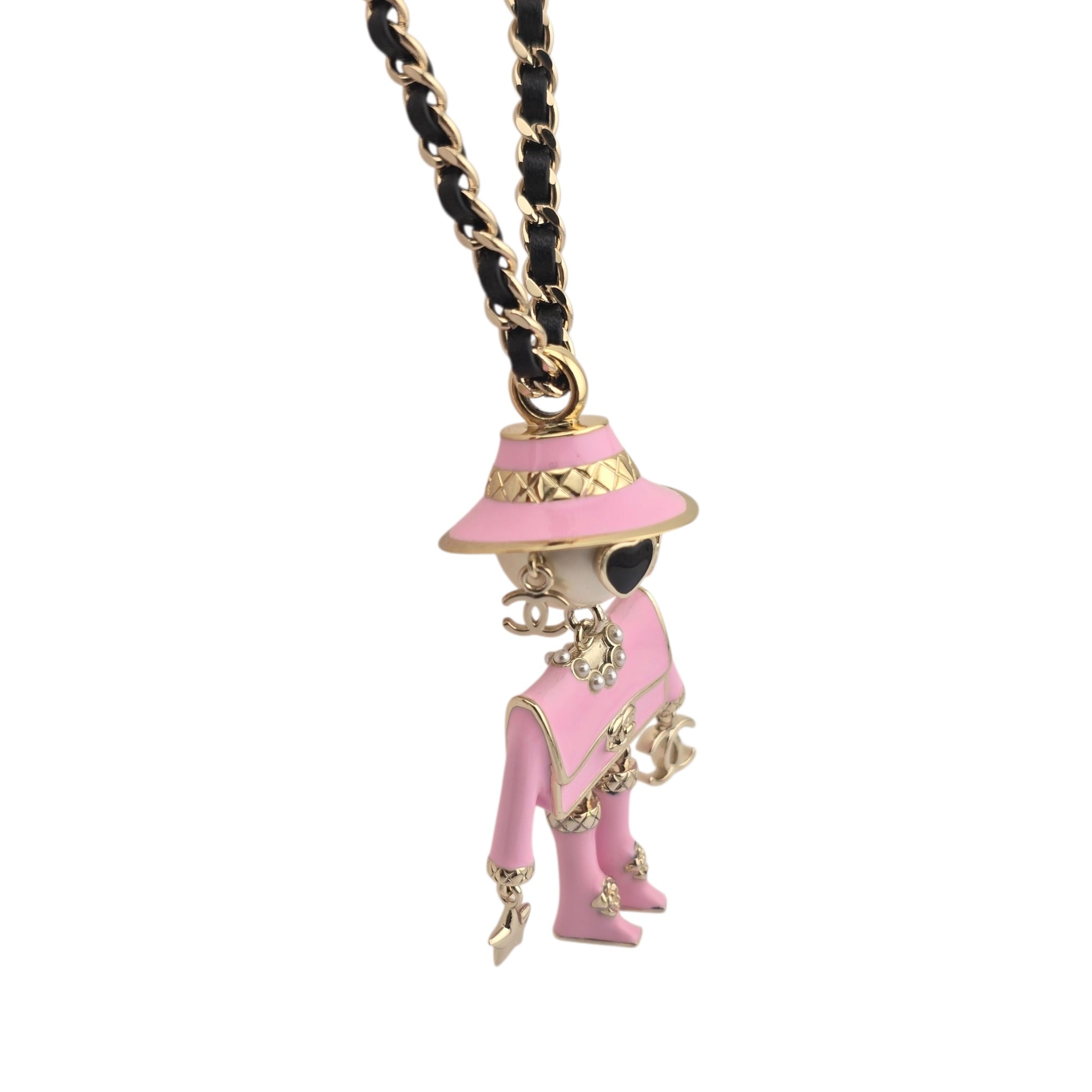 Chanel CC Robot Gabrielle Doll Pink Leather Necklace 25B CHANEL