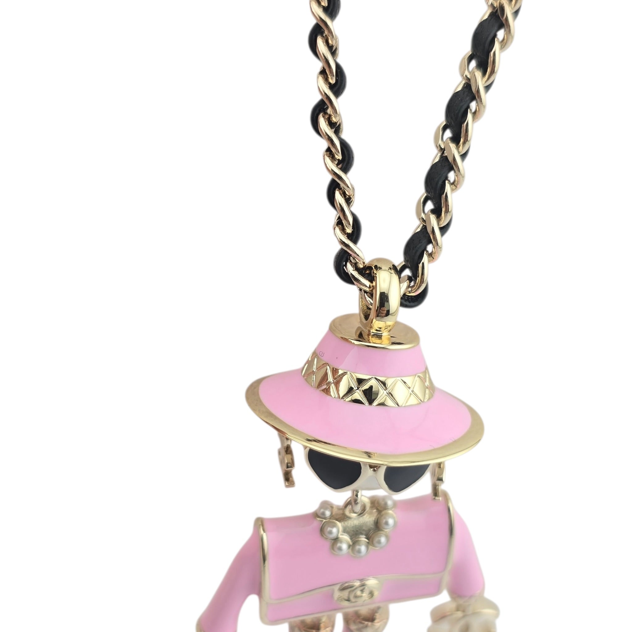 Chanel CC Robot Gabrielle Doll Pink Leather Necklace 25B CHANEL