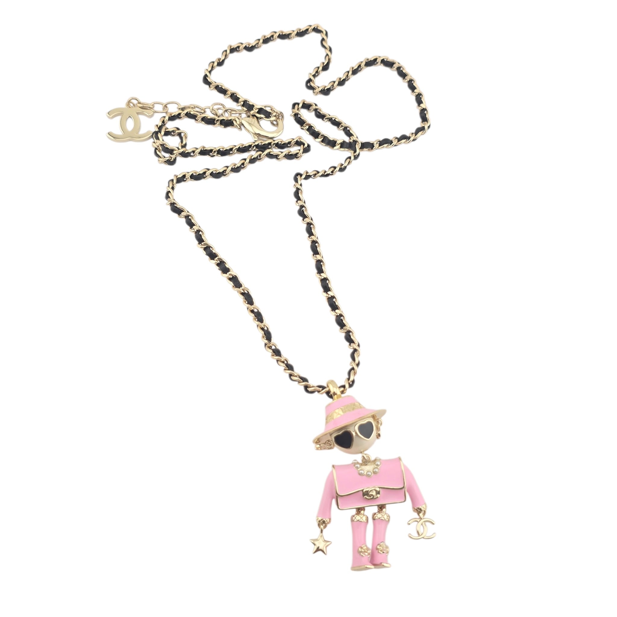 Chanel CC Robot Gabrielle Doll Pink Leather Necklace 25B CHANEL