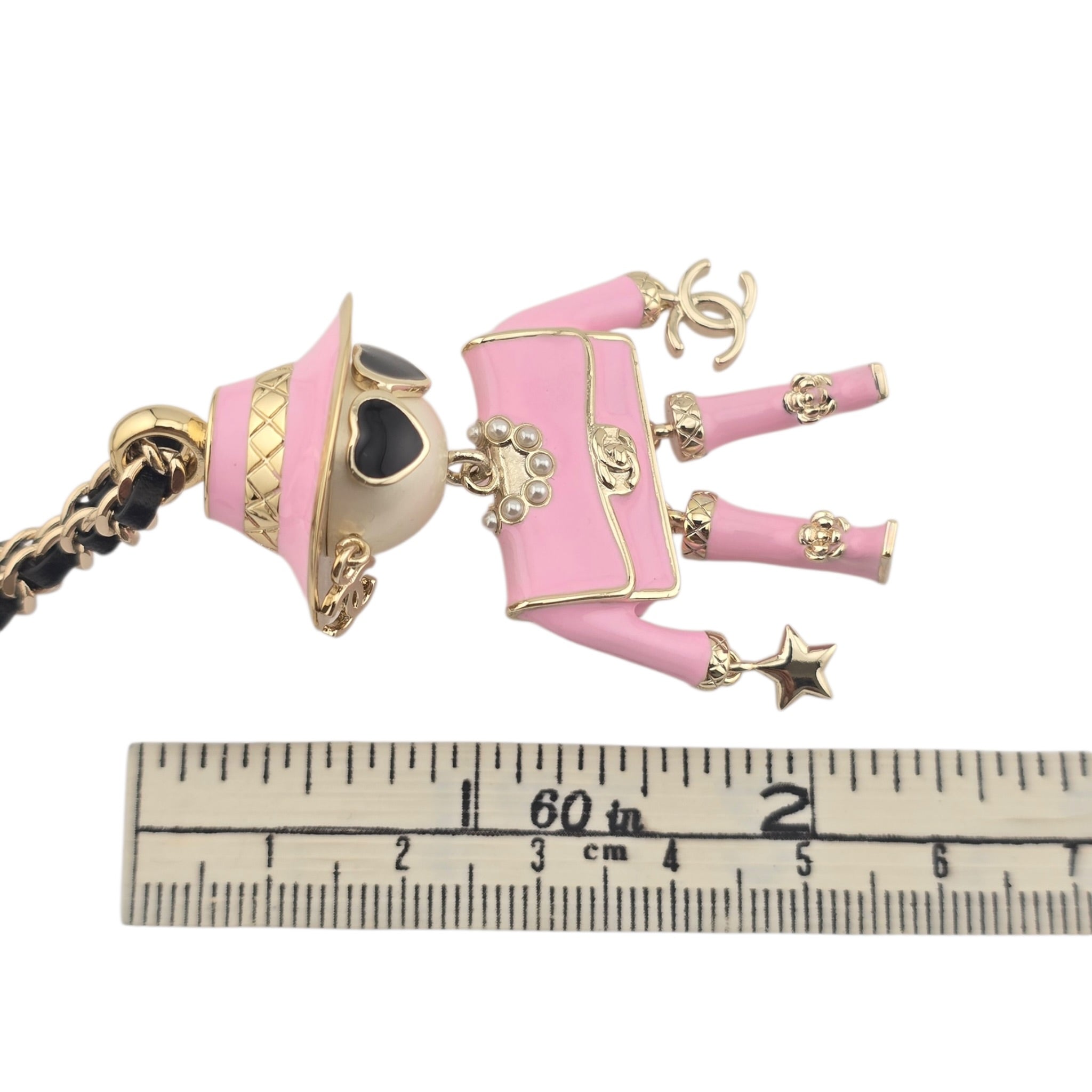 Chanel CC Robot Gabrielle Doll Pink Leather Necklace 25B CHANEL