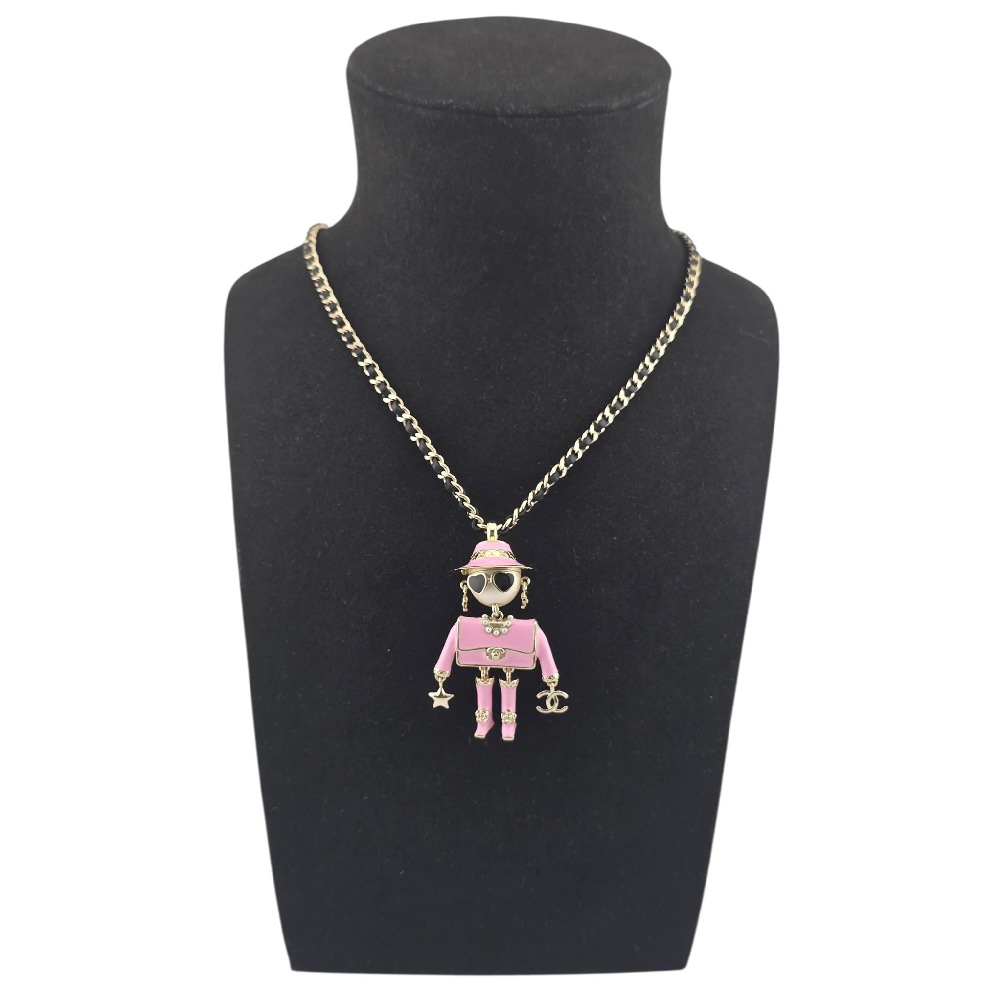 Chanel CC Robot Gabrielle Doll Pink Leather Necklace 25B CHANEL