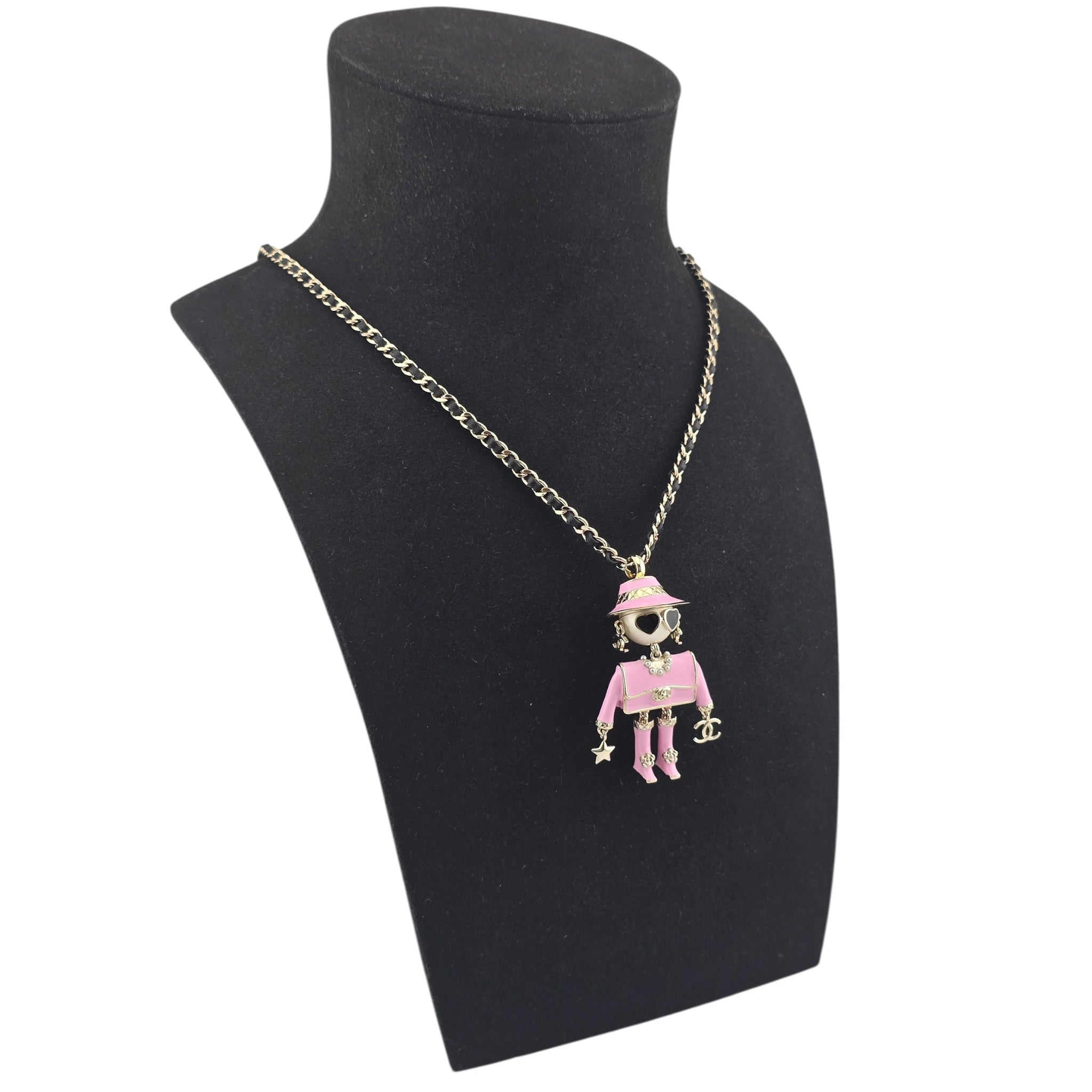 Chanel CC Robot Gabrielle Doll Pink Leather Necklace 25B CHANEL