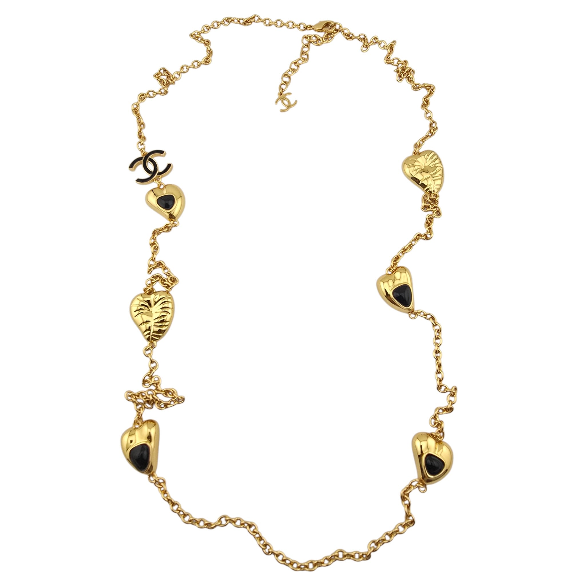 Chanel CC Gold Black Heart Leaf Long Necklace 2025 CHANEL