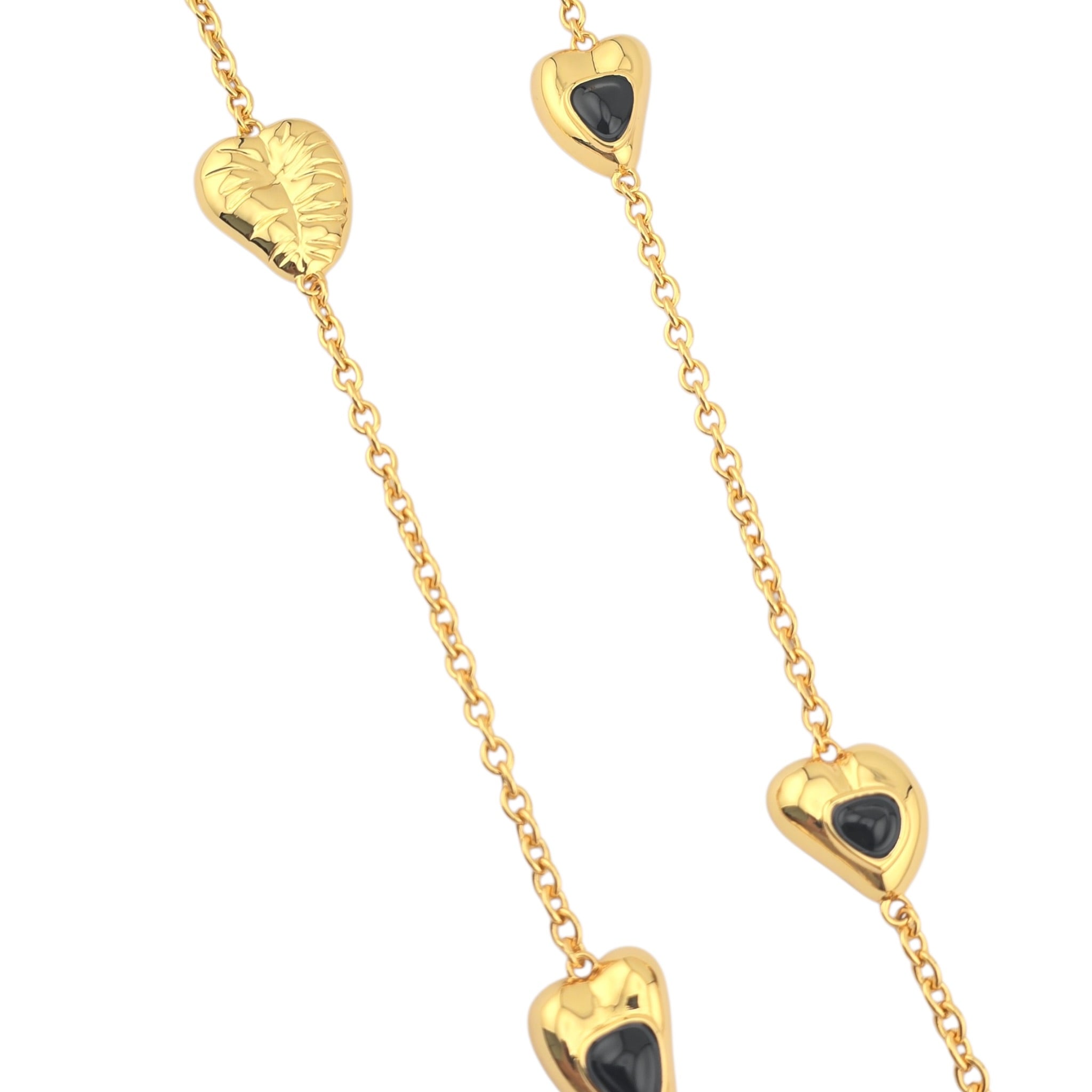 Chanel CC Gold Black Heart Leaf Long Necklace 2025 CHANEL