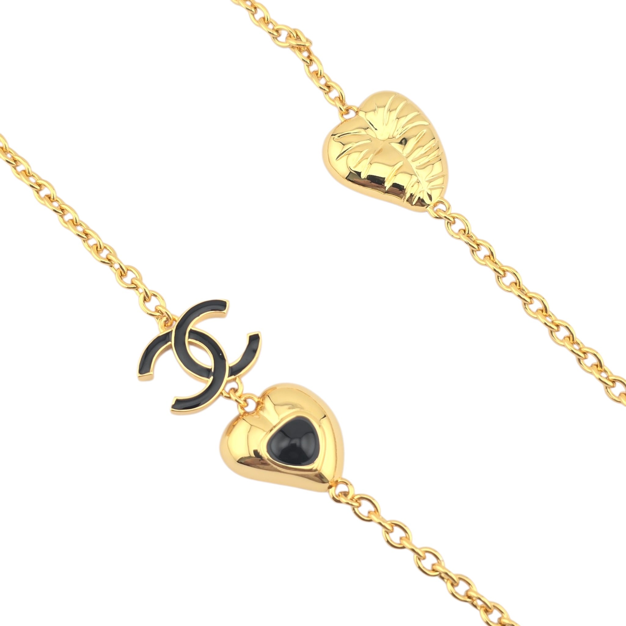 Chanel CC Gold Black Heart Leaf Long Necklace 2025 CHANEL