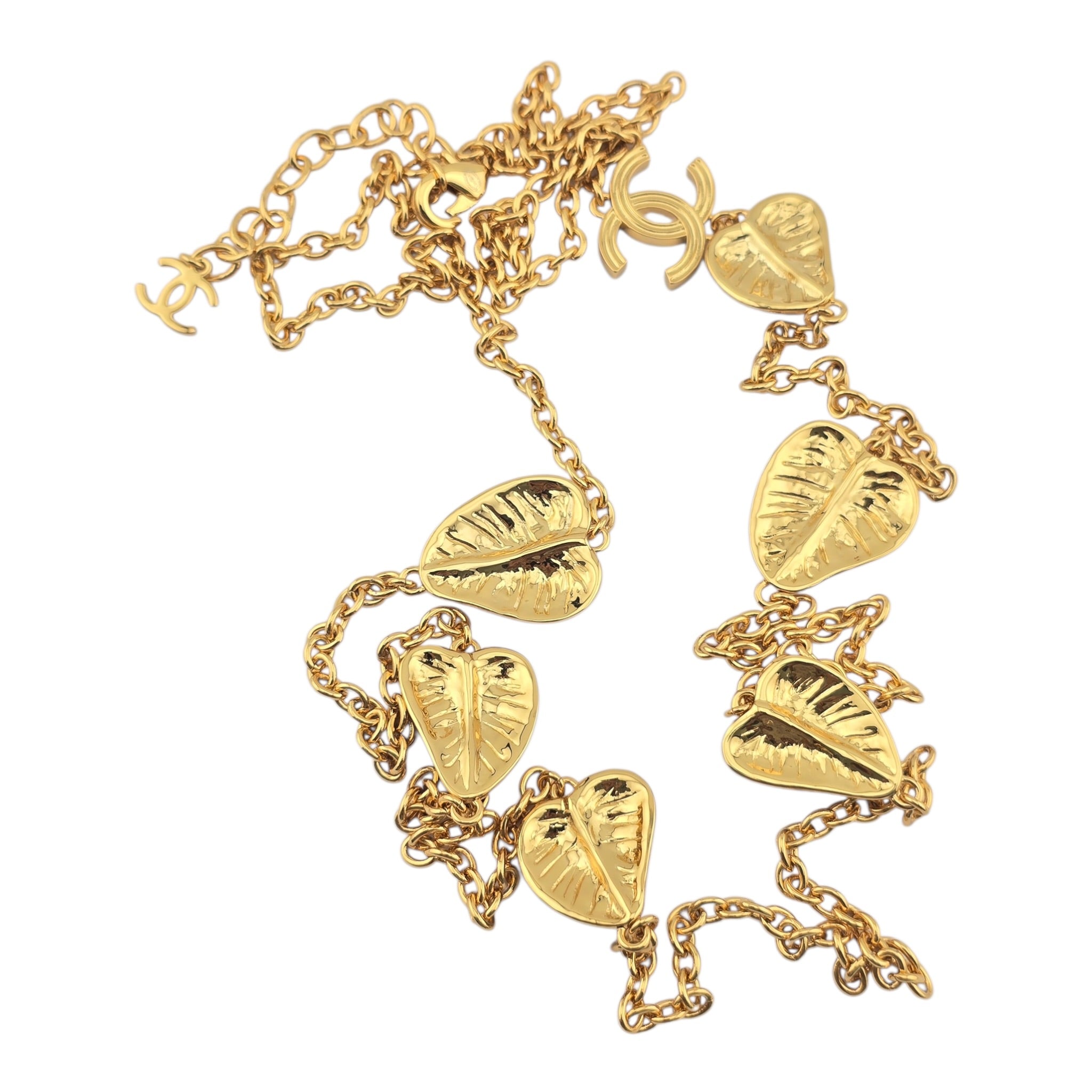 Chanel CC Gold Black Heart Leaf Long Necklace 2025 CHANEL