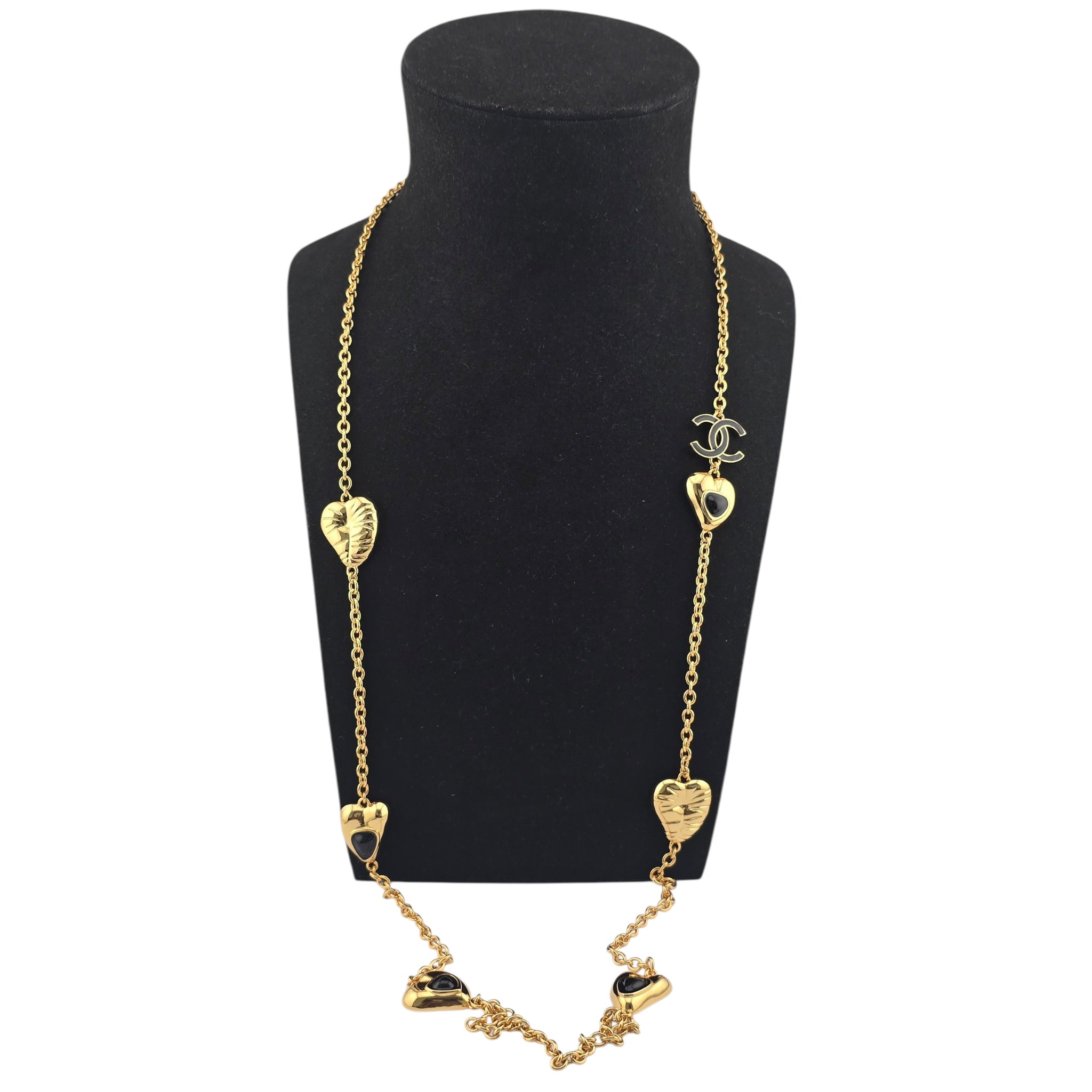 Chanel CC Gold Black Heart Leaf Long Necklace 2025 CHANEL