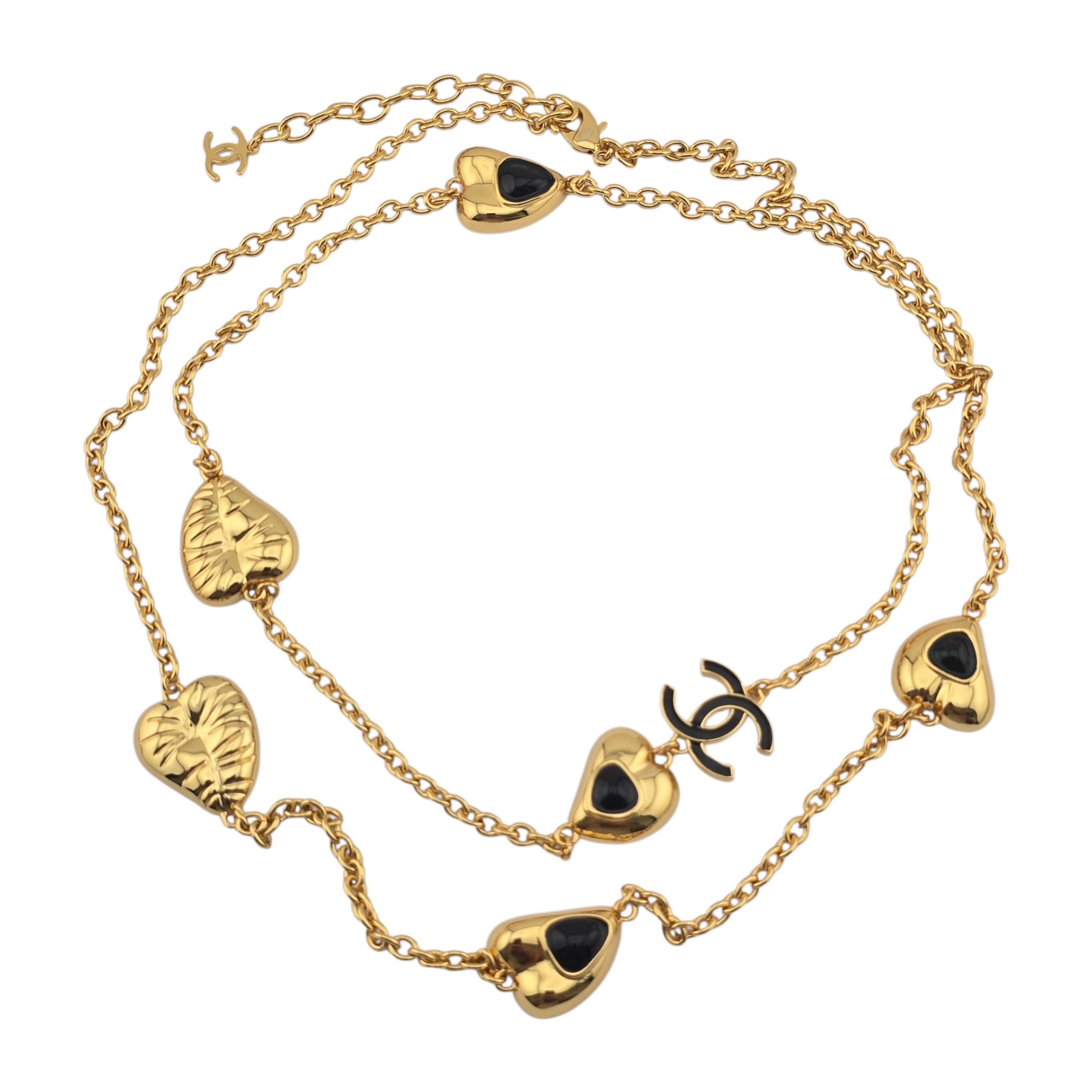 Chanel CC Gold Black Heart Leaf Long Necklace 2025 CHANEL