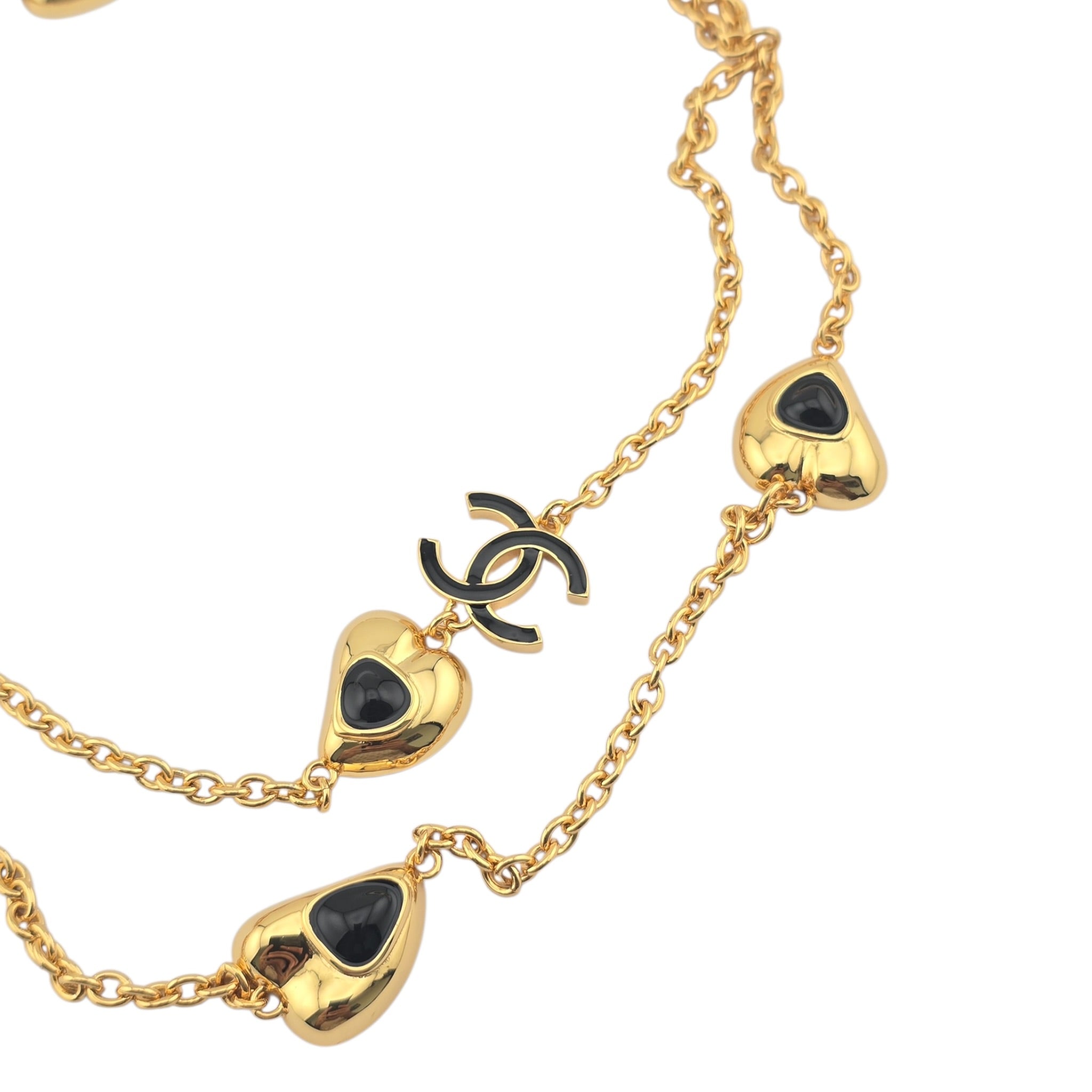 Chanel CC Gold Black Heart Leaf Long Necklace 2025 CHANEL