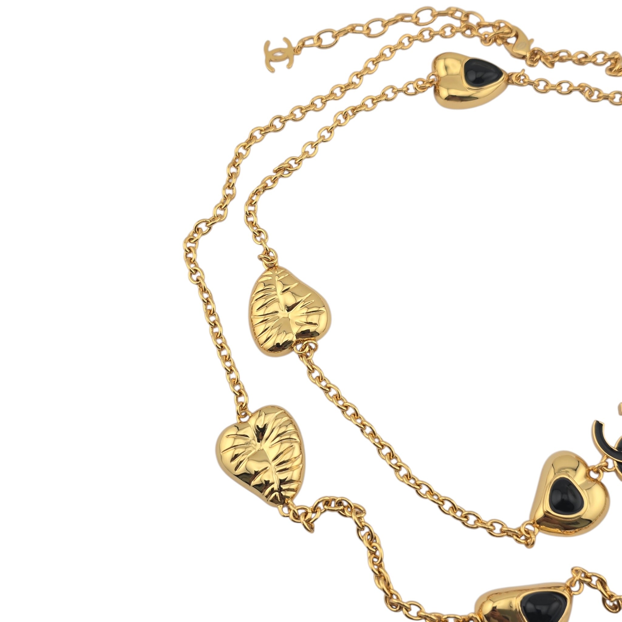 Chanel CC Gold Black Heart Leaf Long Necklace 2025 CHANEL