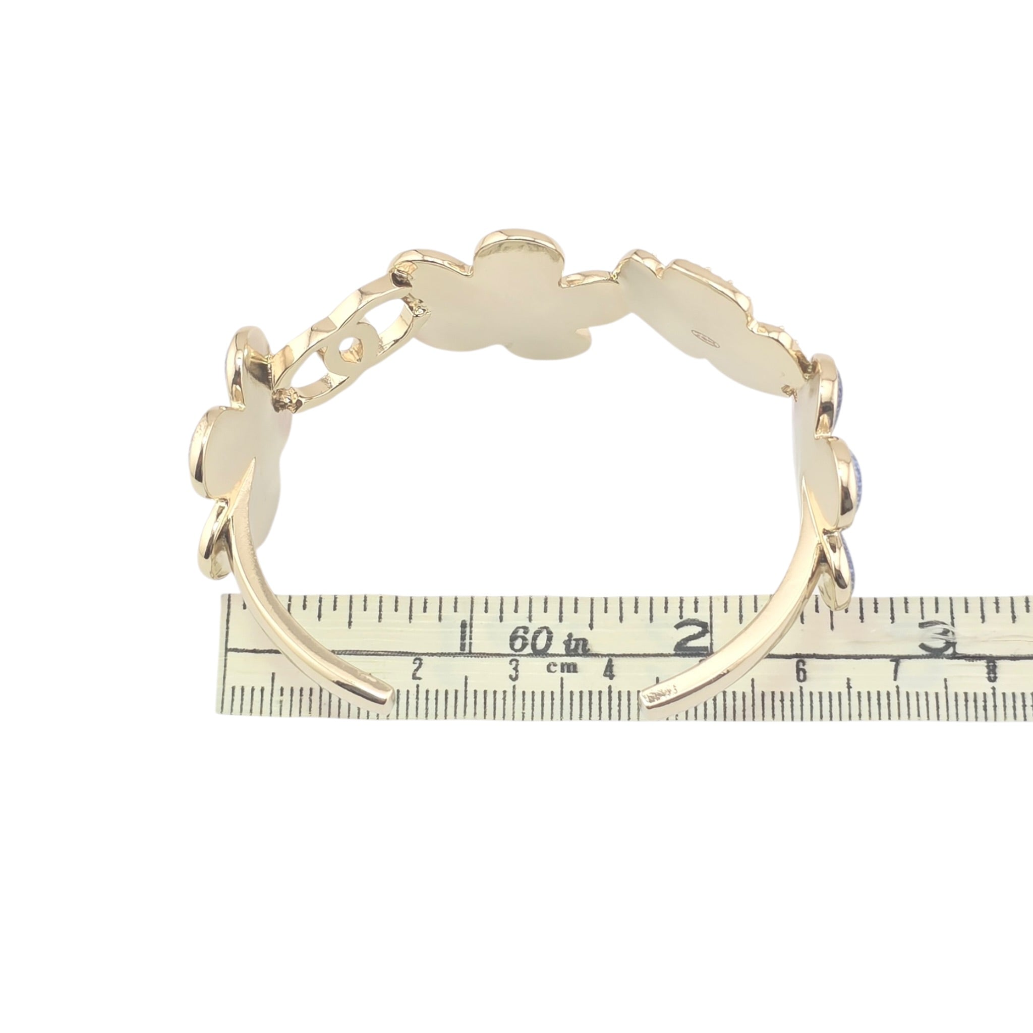 Chanel CC Blue Gold Flower Crystal Resin Denim Bangle 2026 CHANEL