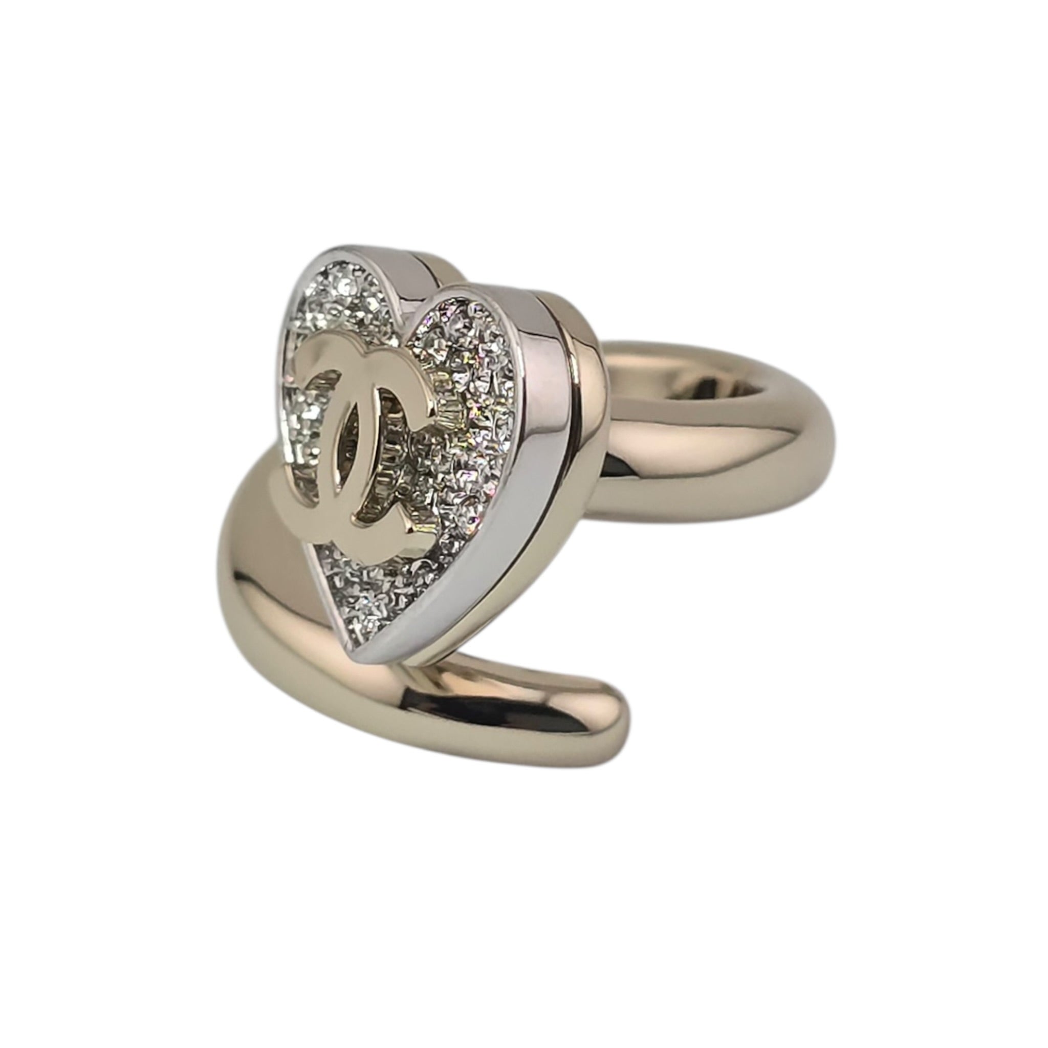 Chanel CC Gold Crystal Heart Ring 2026 CHANEL