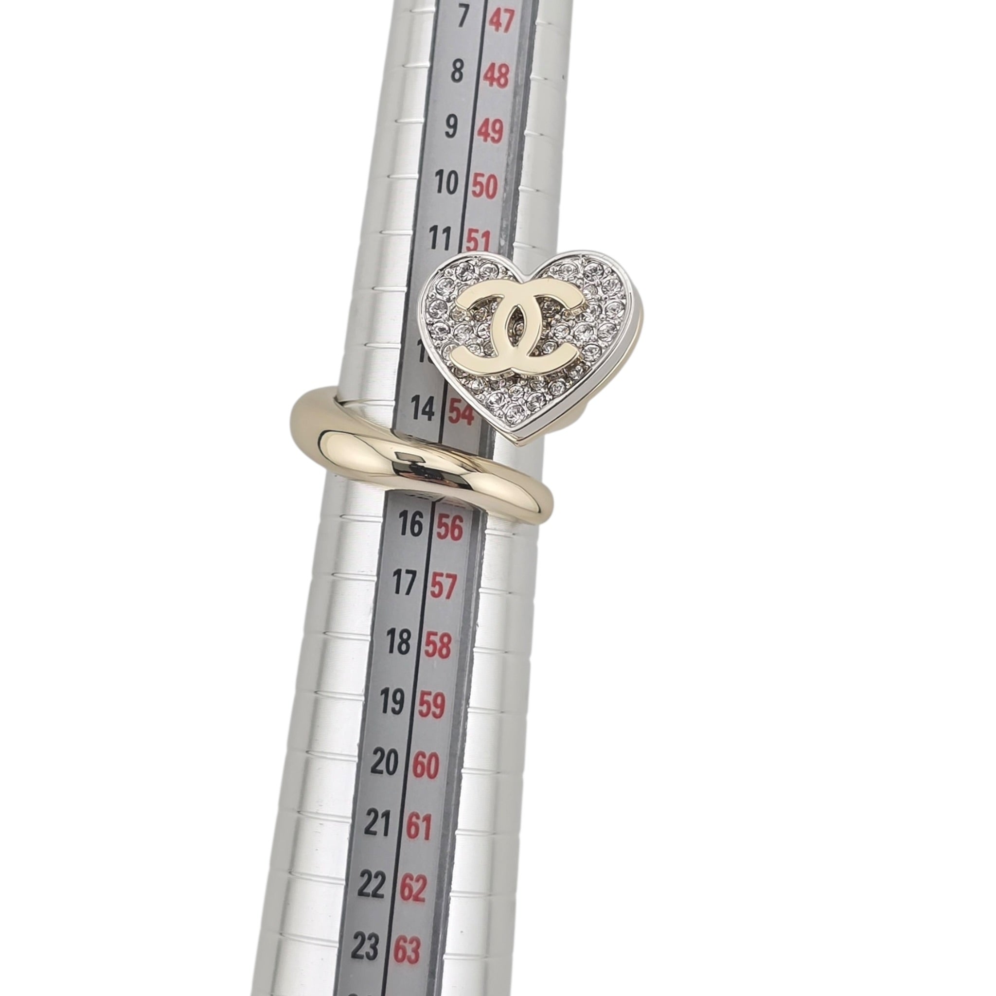 Chanel CC Gold Crystal Heart Ring 2026 CHANEL