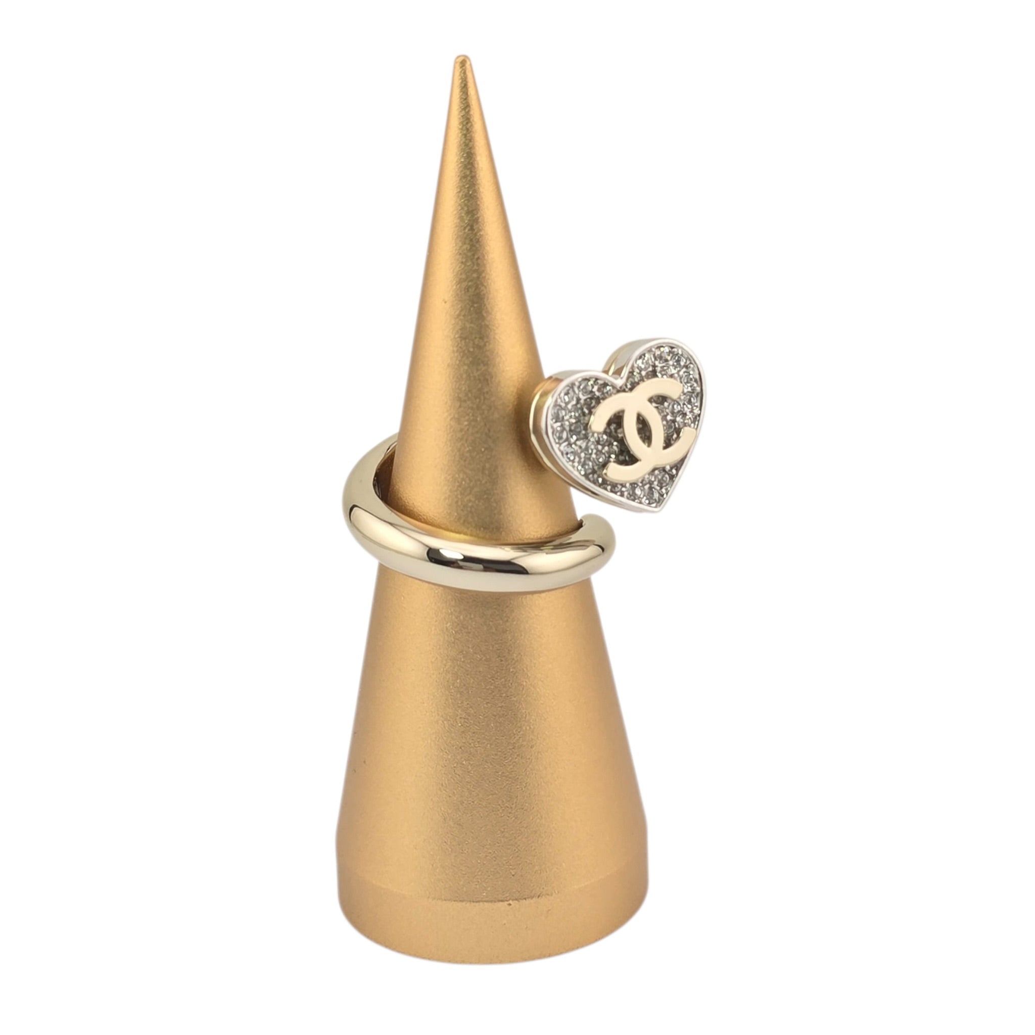 Chanel CC Gold Crystal Heart Ring 2026 CHANEL