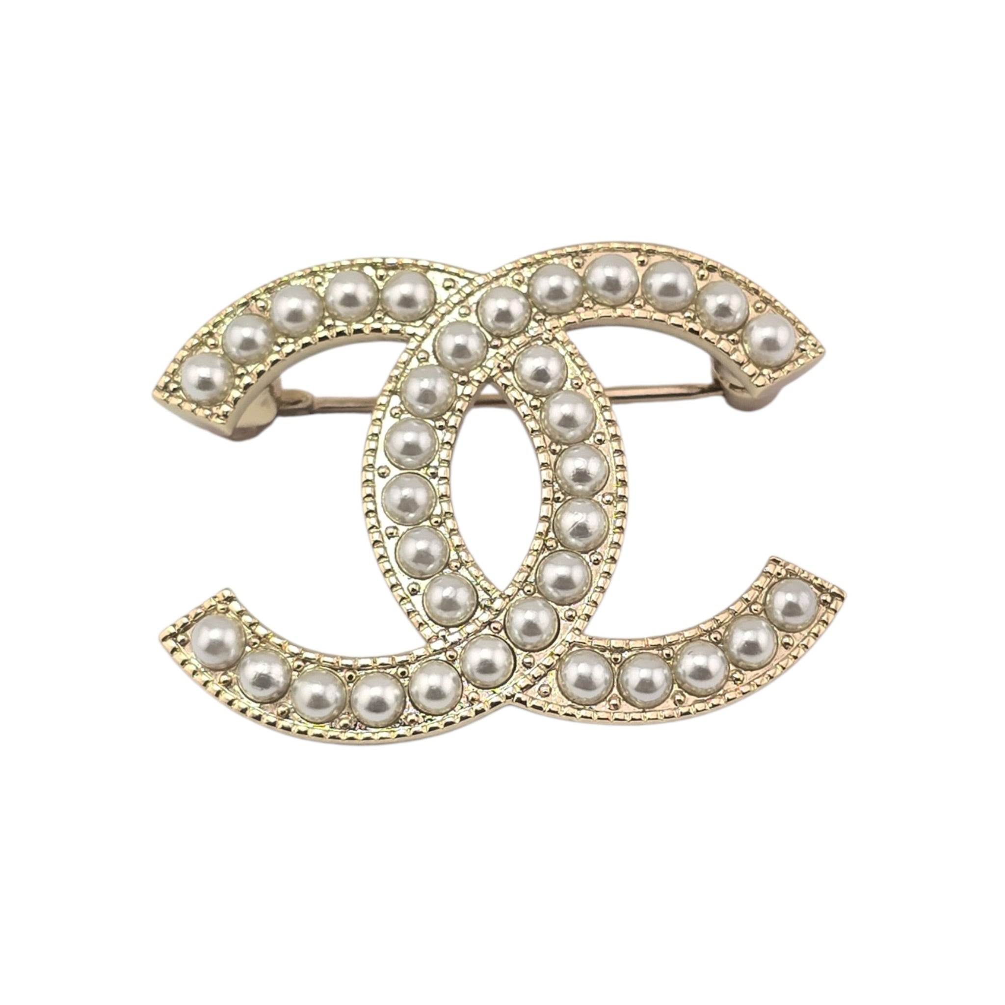 Chanel CC Faux Pearl Gold Brooch 2023 CHANEL