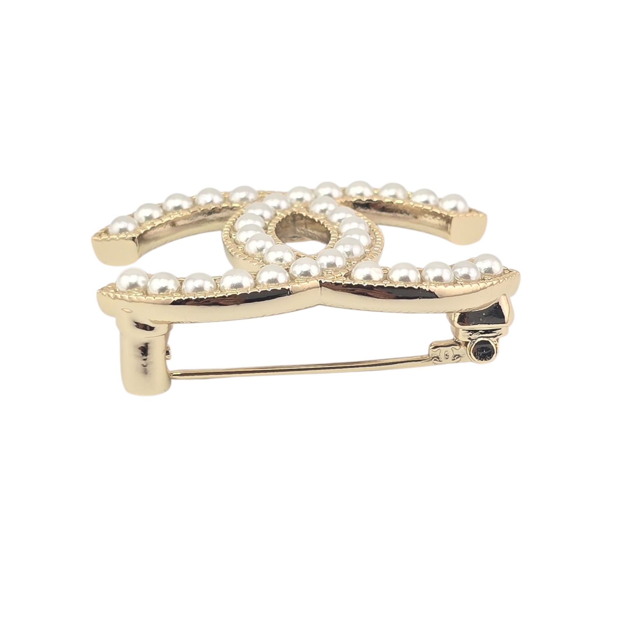 Chanel CC Faux Pearl Gold Brooch 2023 CHANEL