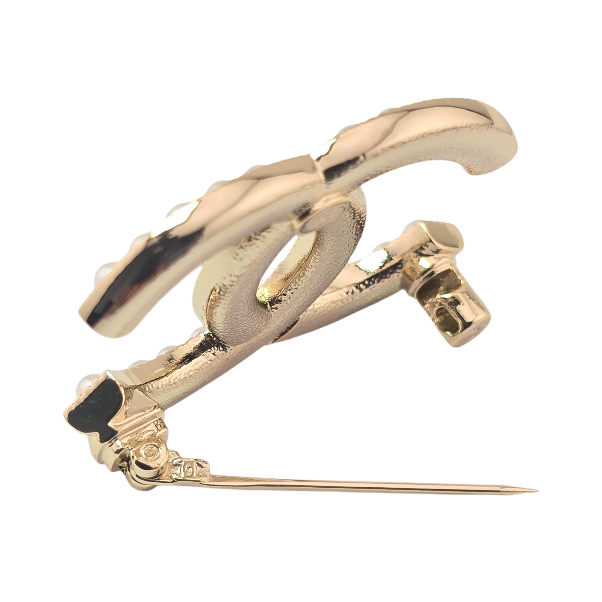 Chanel CC Faux Pearl Gold Brooch 2023 CHANEL
