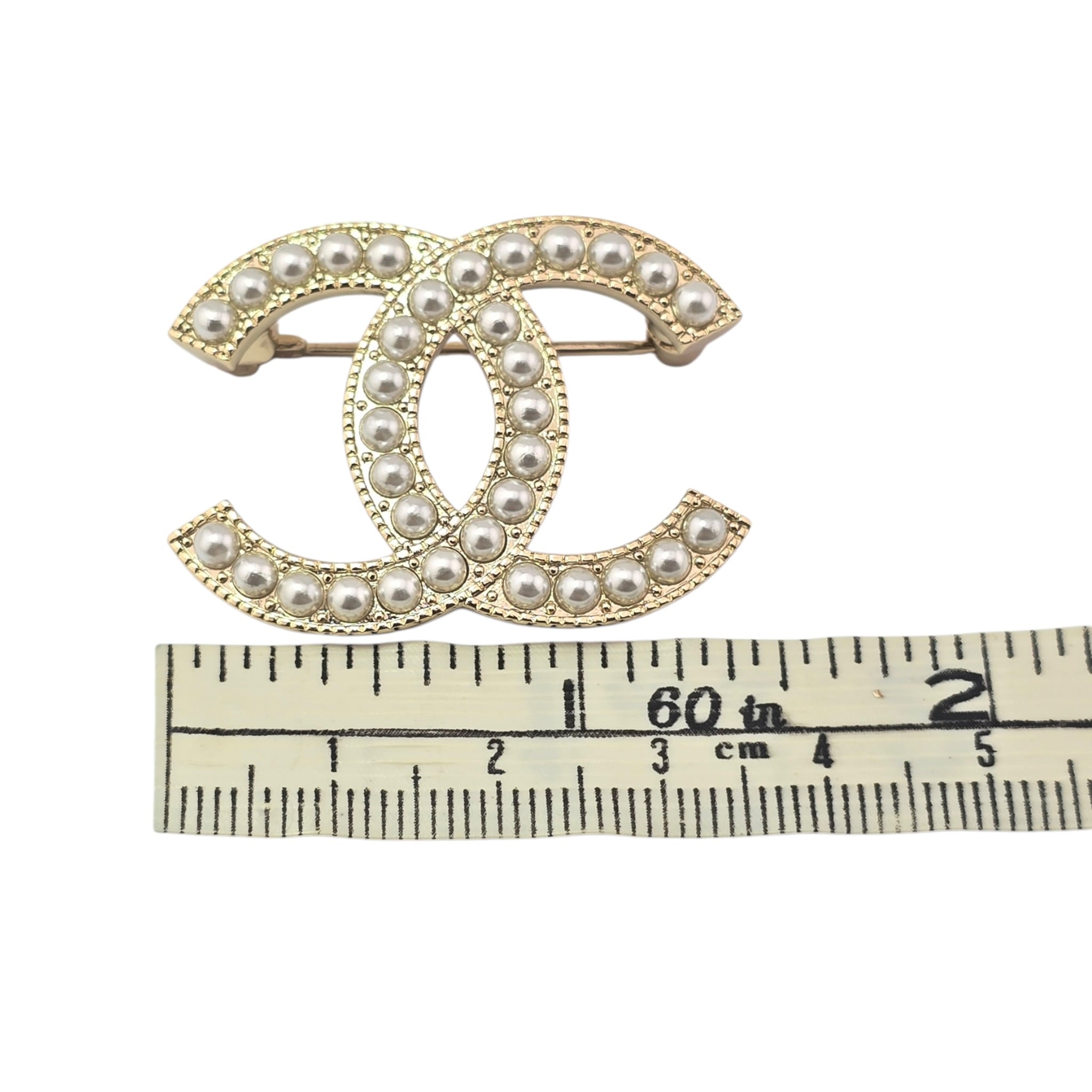 Chanel CC Faux Pearl Gold Brooch 2023 CHANEL