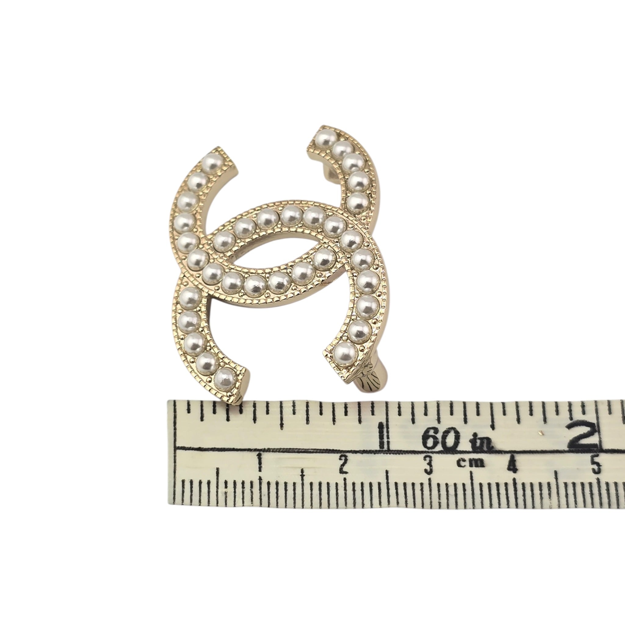 Chanel CC Faux Pearl Gold Brooch 2023 CHANEL