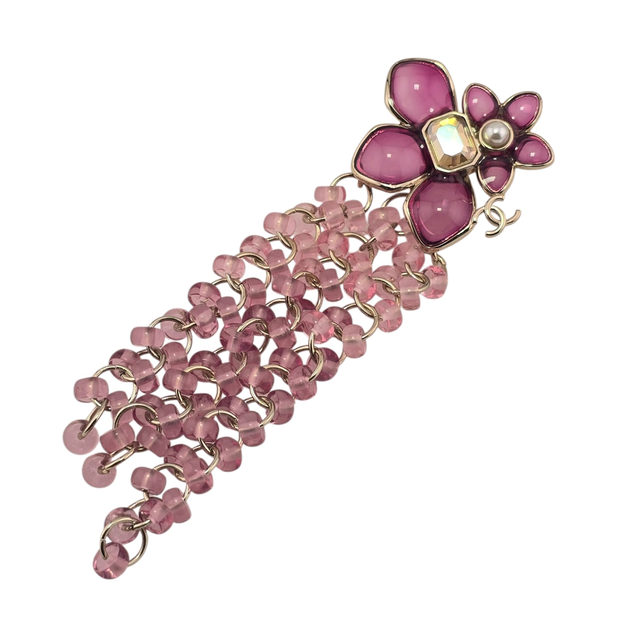 Chanel CC Pink Crystal Stud Flower Brooch 2026 CHANEL