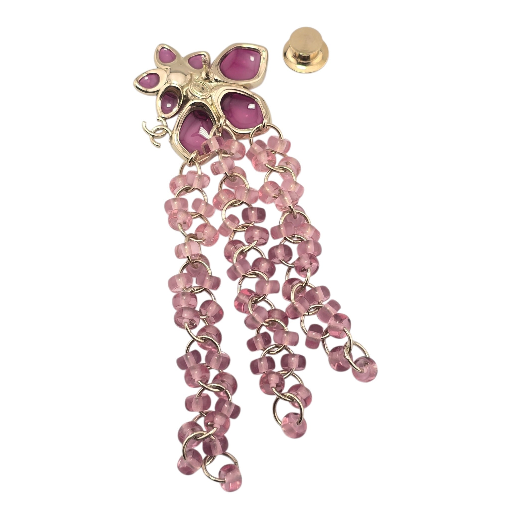 Chanel CC Pink Crystal Stud Flower Brooch 2026 CHANEL