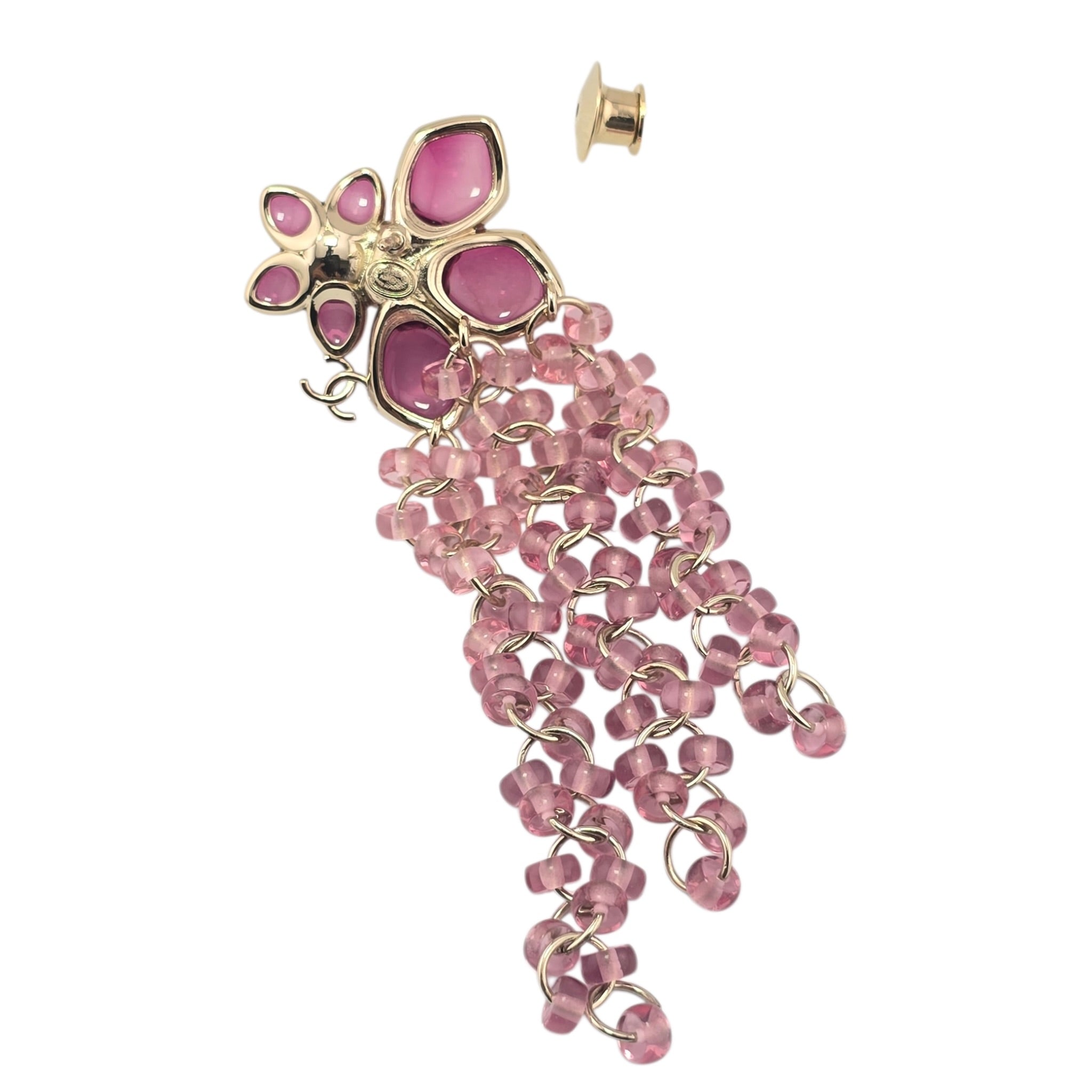 Chanel CC Pink Crystal Stud Flower Brooch 2026 CHANEL