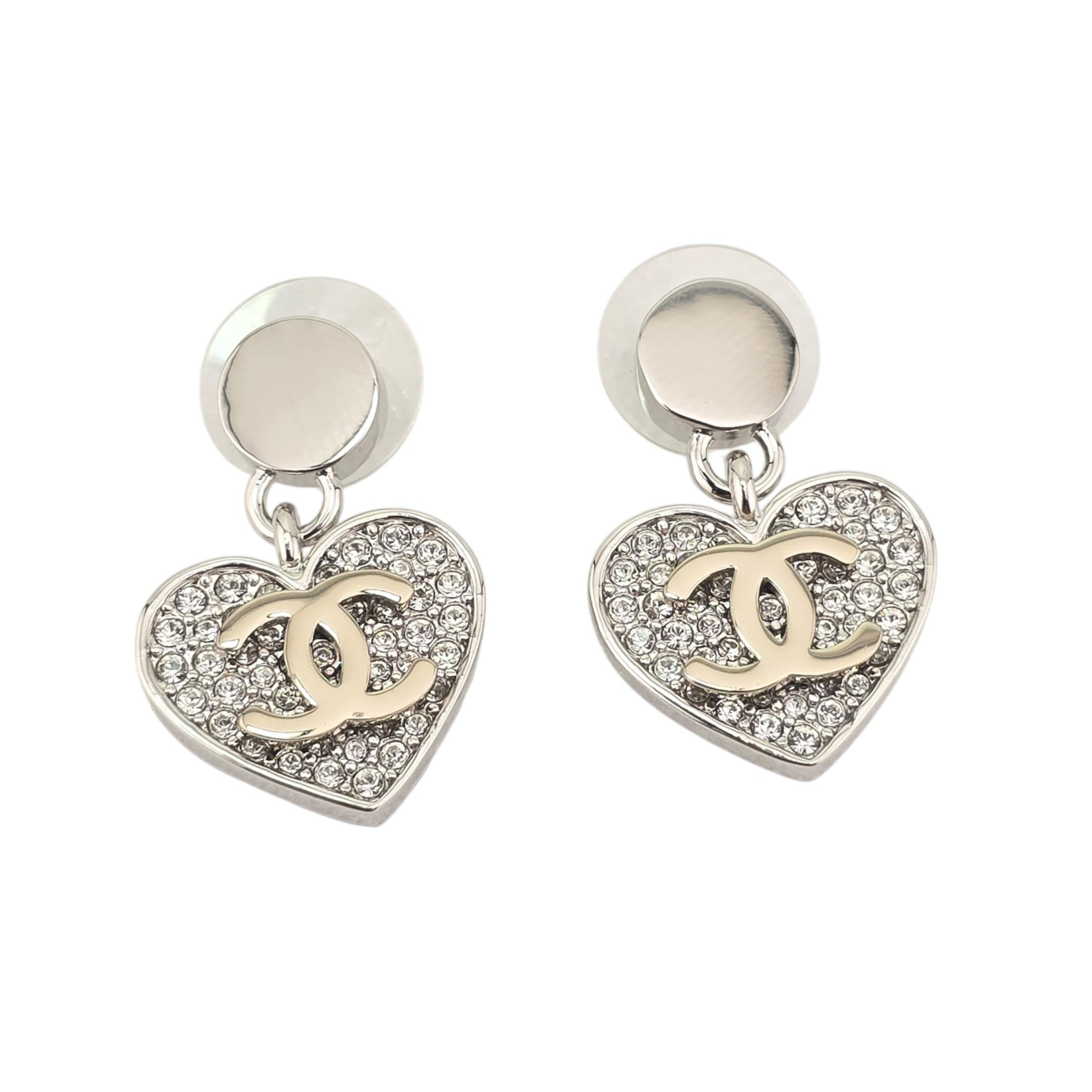 Chanel CC Heart Crystal Drop Earrings 2026 CHANEL