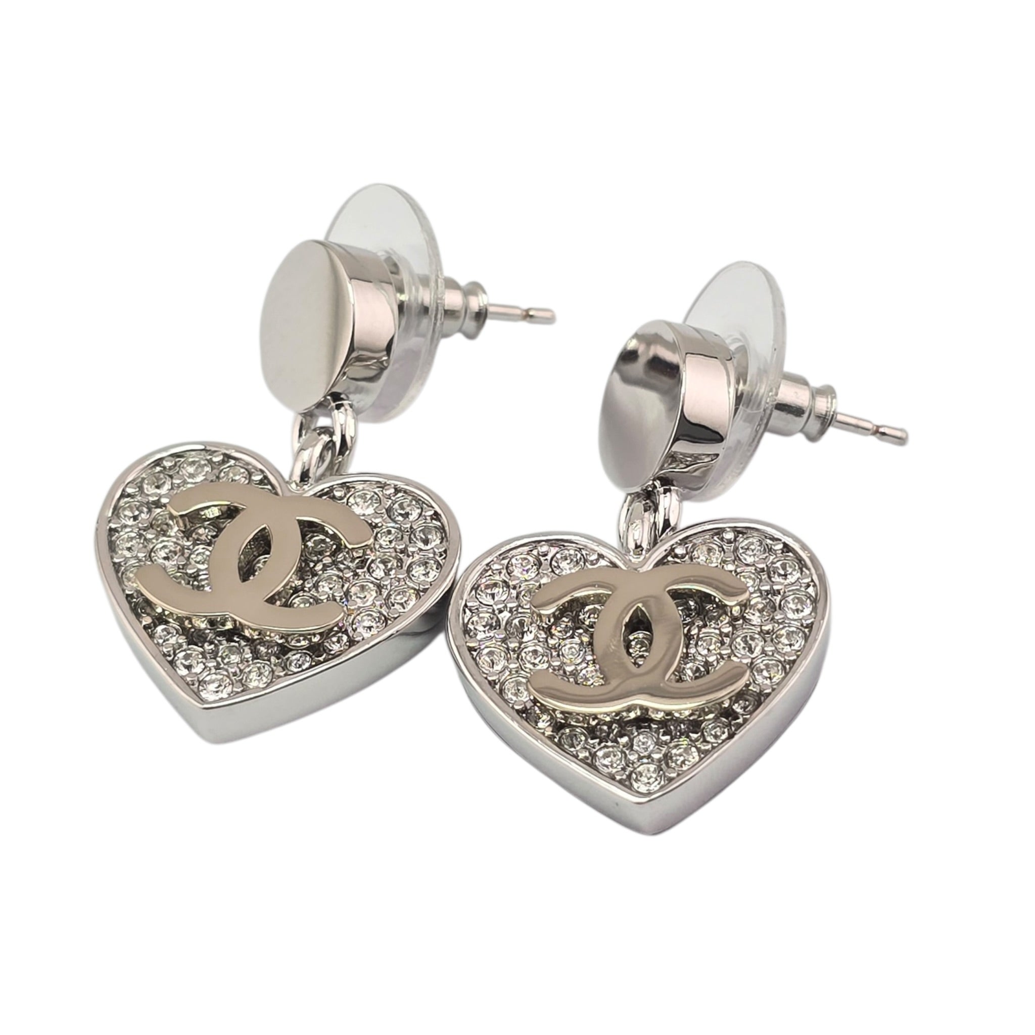 Chanel CC Heart Crystal Drop Earrings 2026 CHANEL