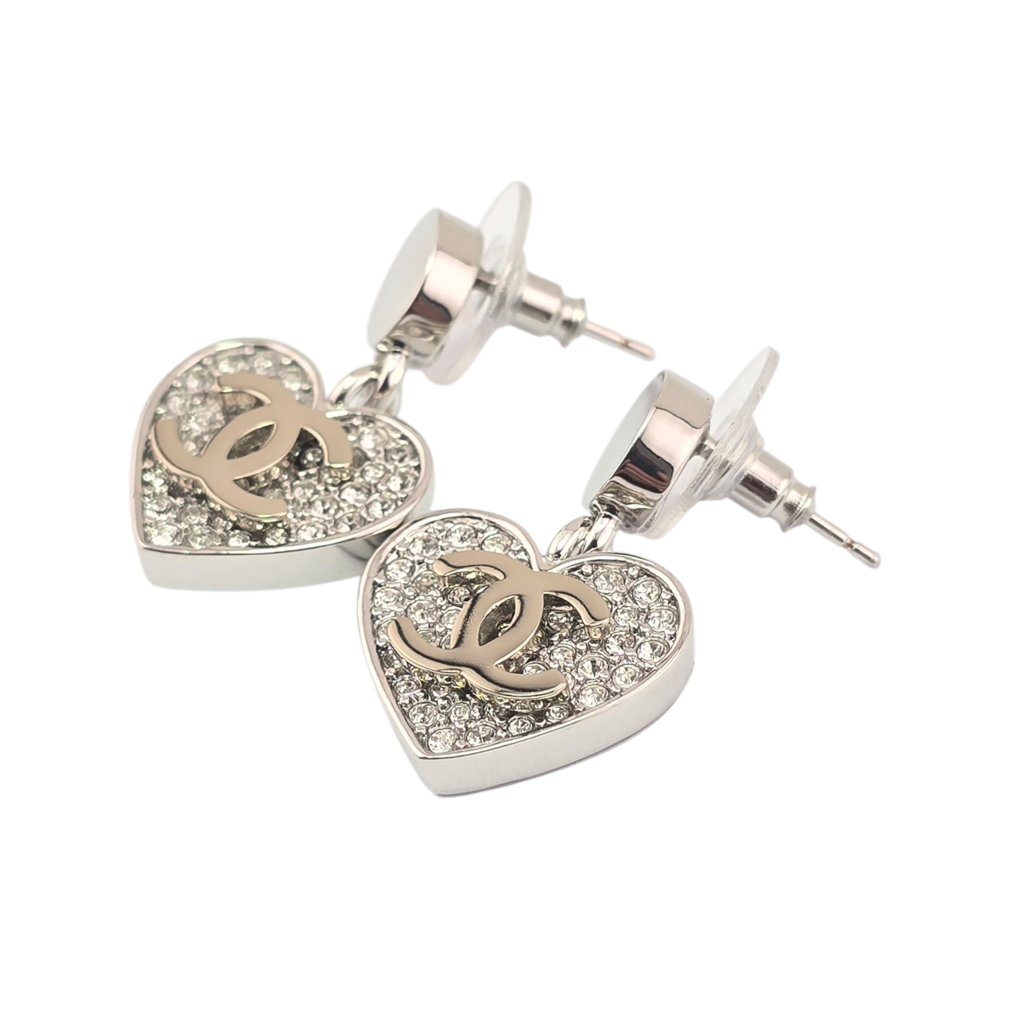 Chanel CC Heart Crystal Drop Earrings 2026 CHANEL