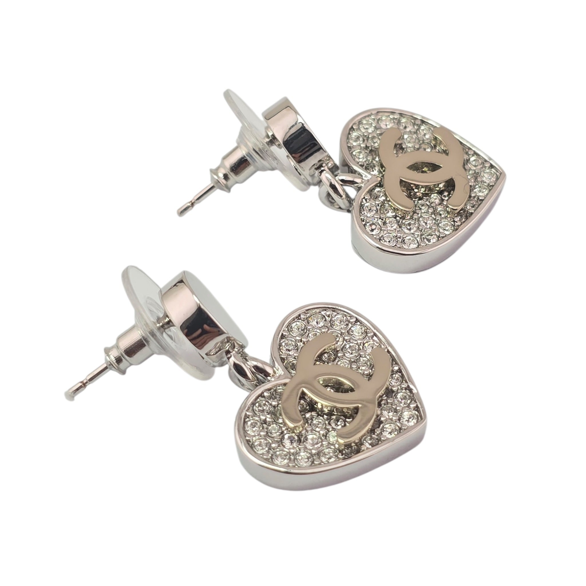 Chanel CC Heart Crystal Drop Earrings 2026 CHANEL
