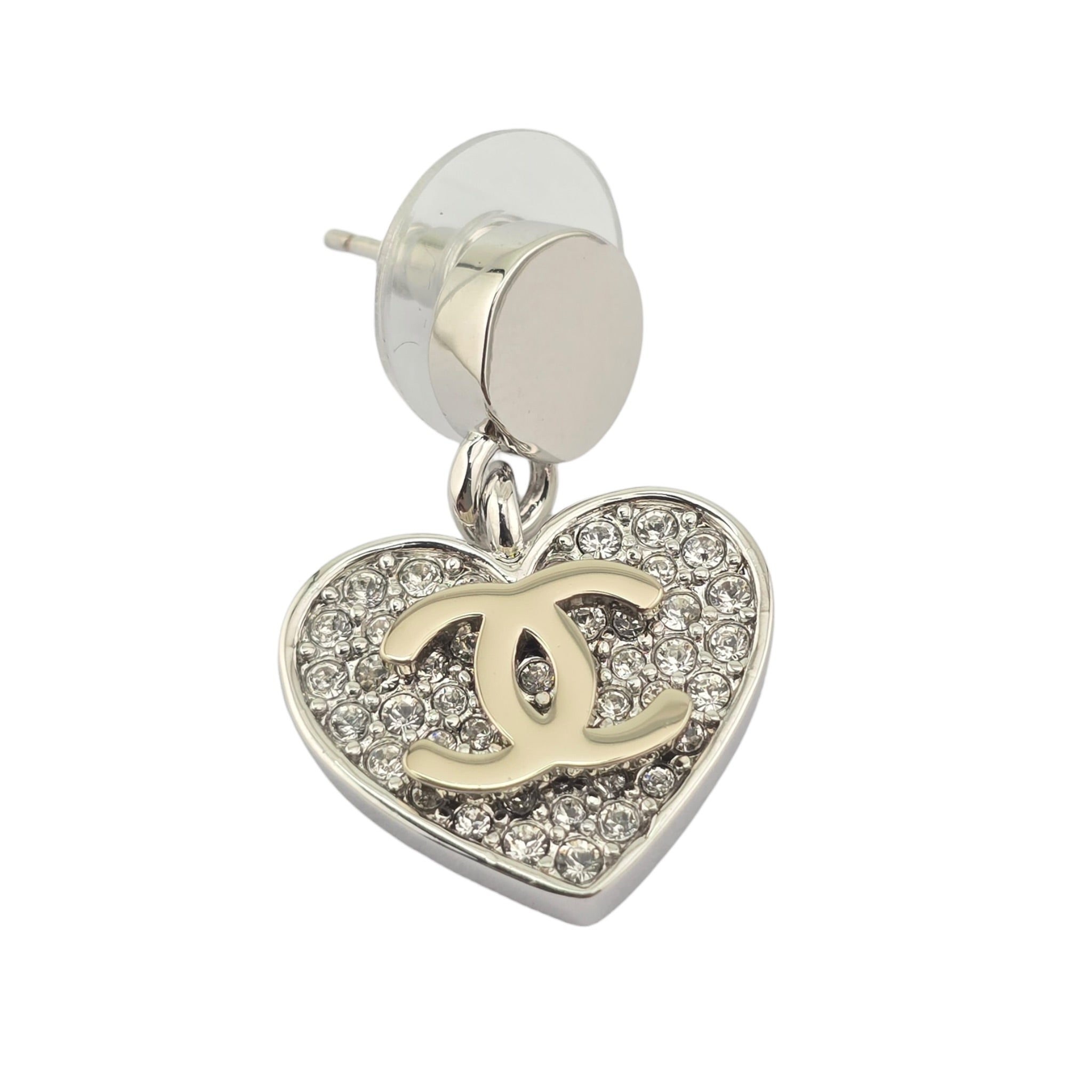 Chanel CC Heart Crystal Drop Earrings 2026 CHANEL