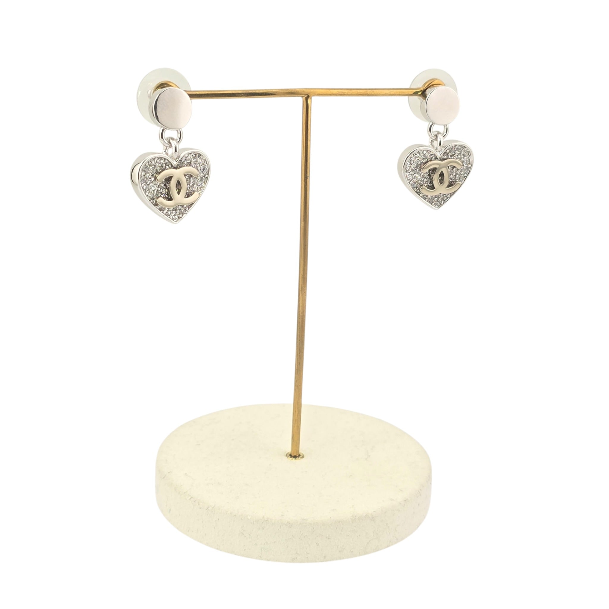 Chanel CC Heart Crystal Drop Earrings 2026 CHANEL