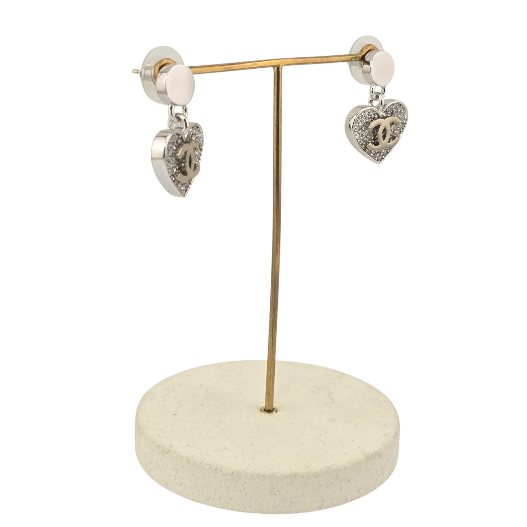 Chanel CC Heart Crystal Drop Earrings 2026 CHANEL
