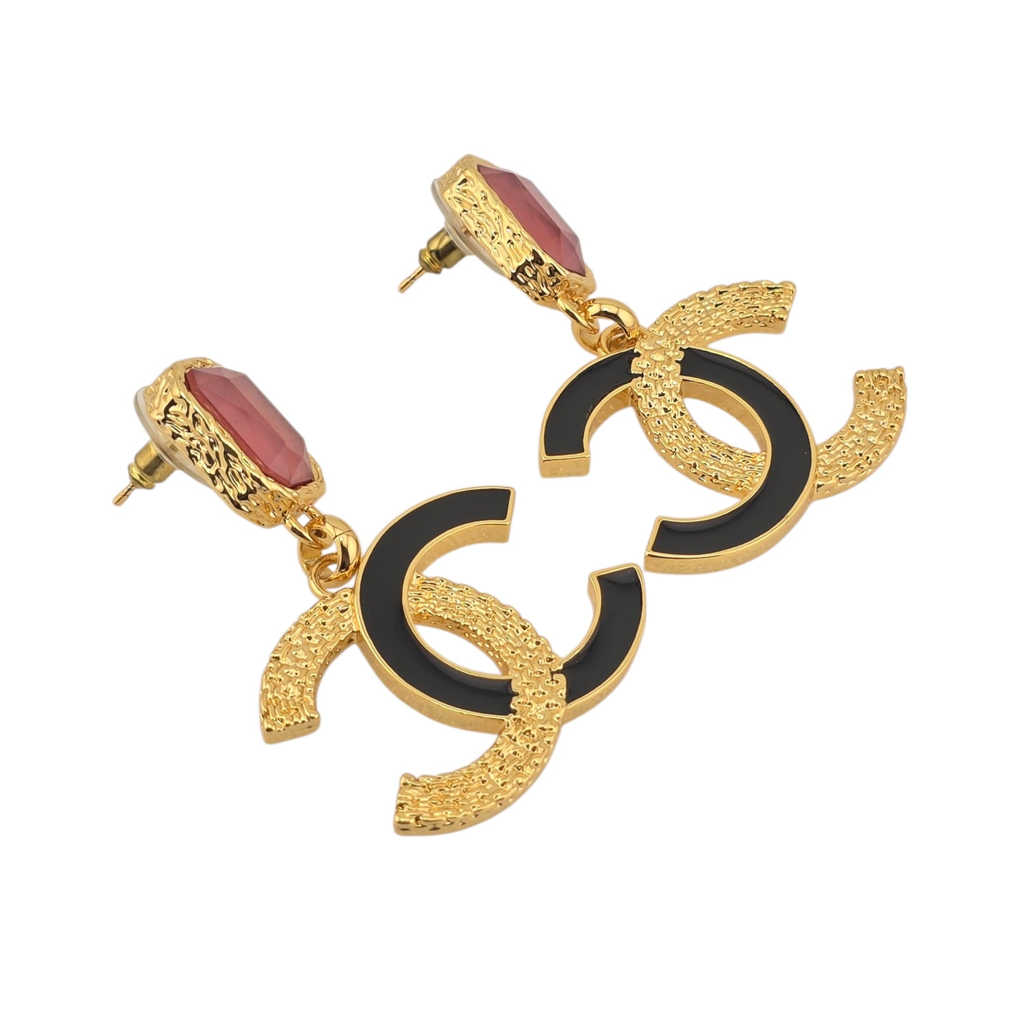Chanel CC Pendant Gold Red Drop Earrings 2024 CHANEL