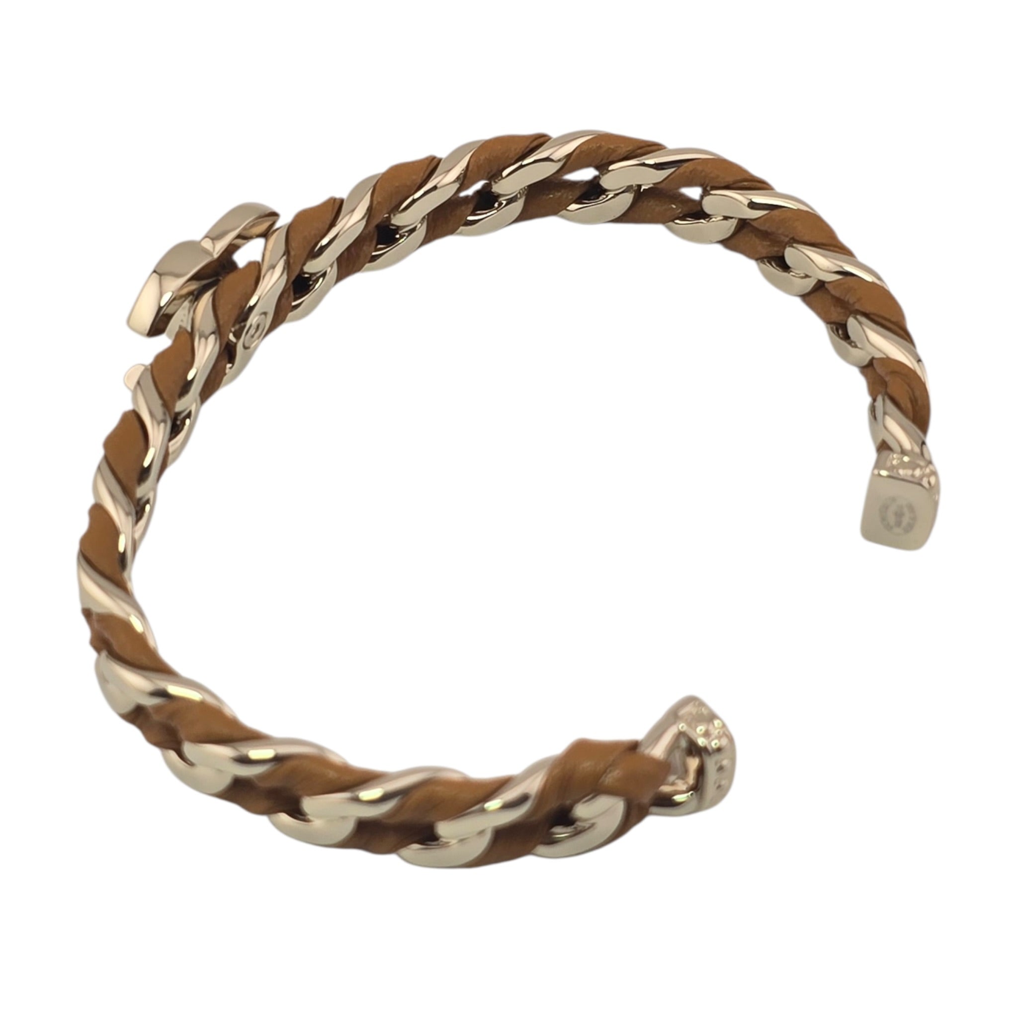 Chanel CC Gold Brown Leather Cuff Bracelet 2026 CHANEL