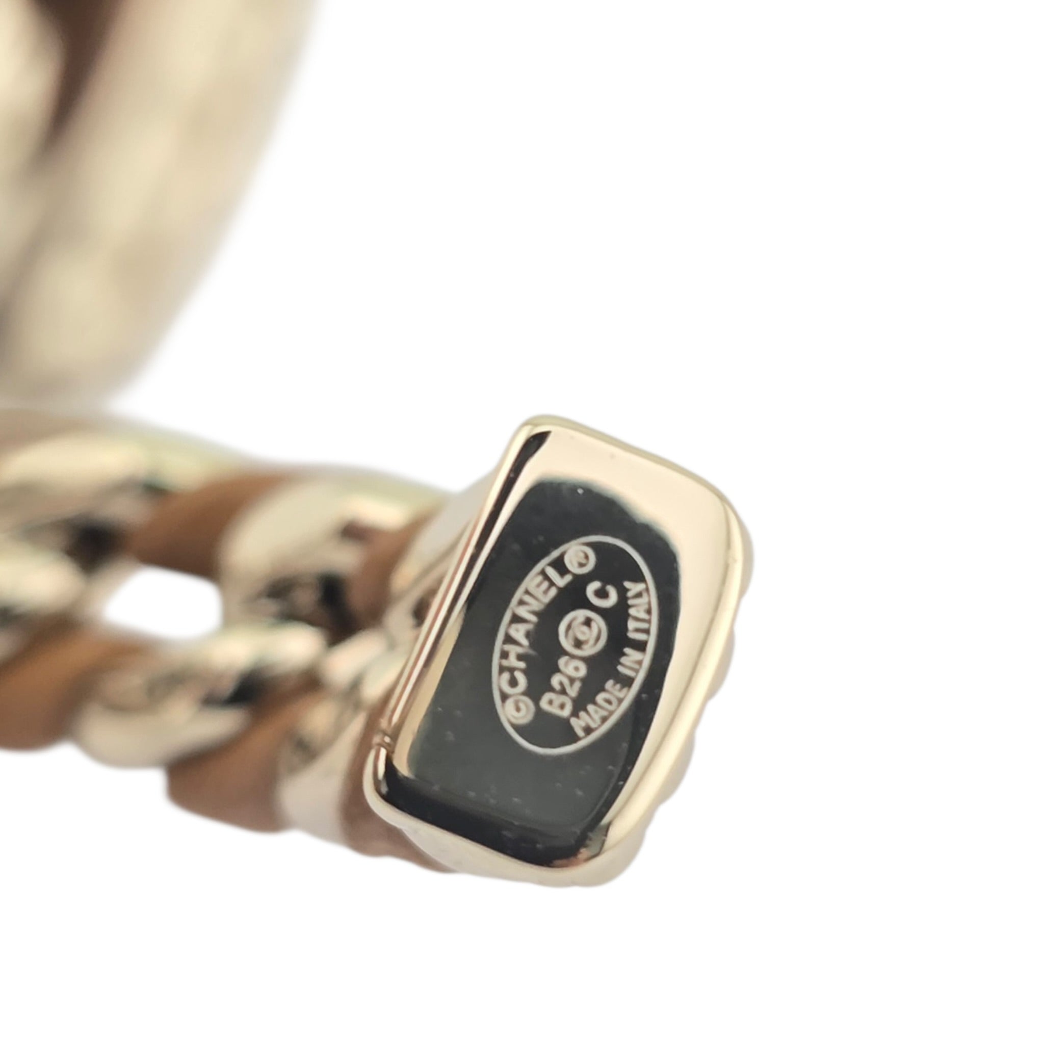 Chanel CC Gold Brown Leather Cuff Bracelet 2026 CHANEL