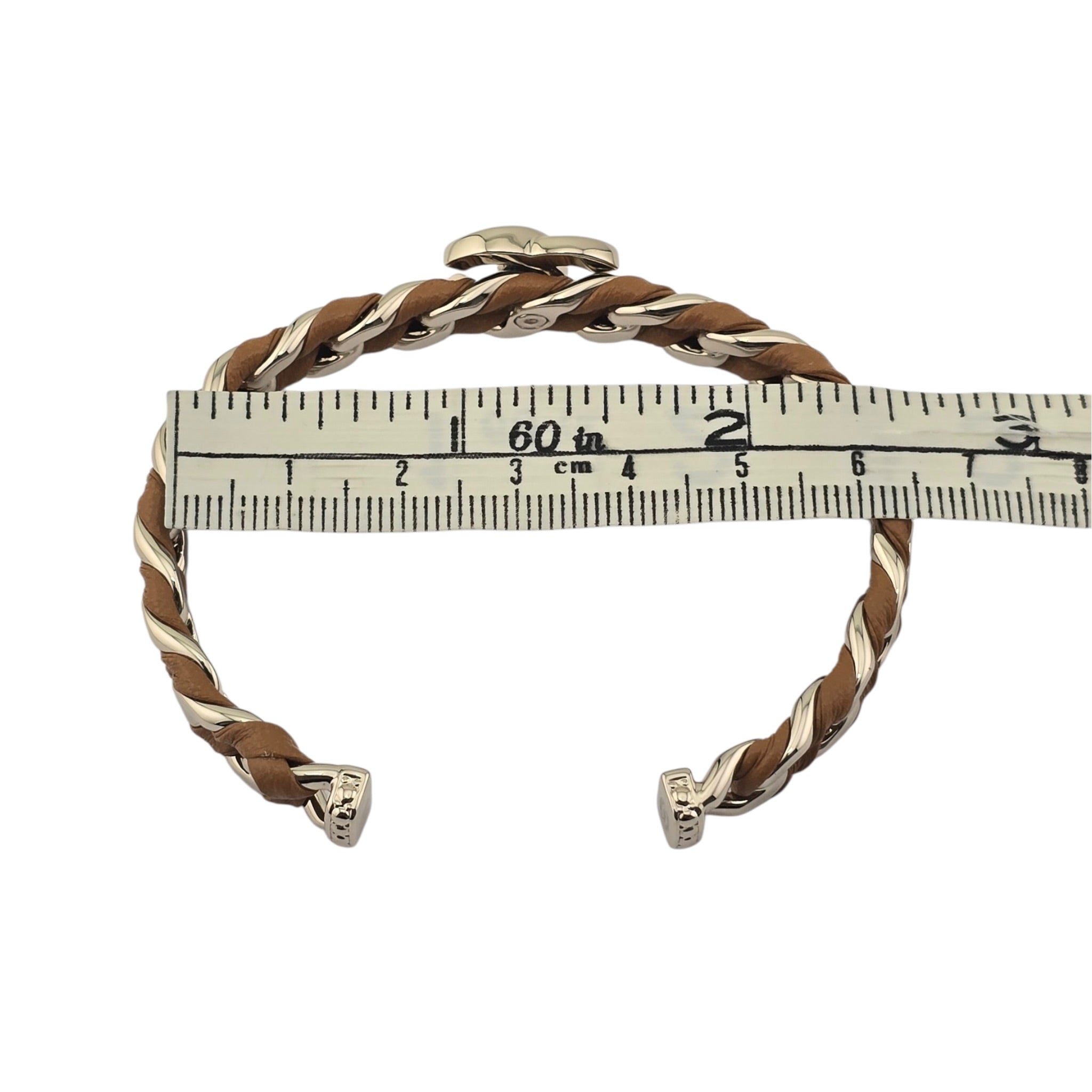 Chanel CC Gold Brown Leather Cuff Bracelet 2026 CHANEL