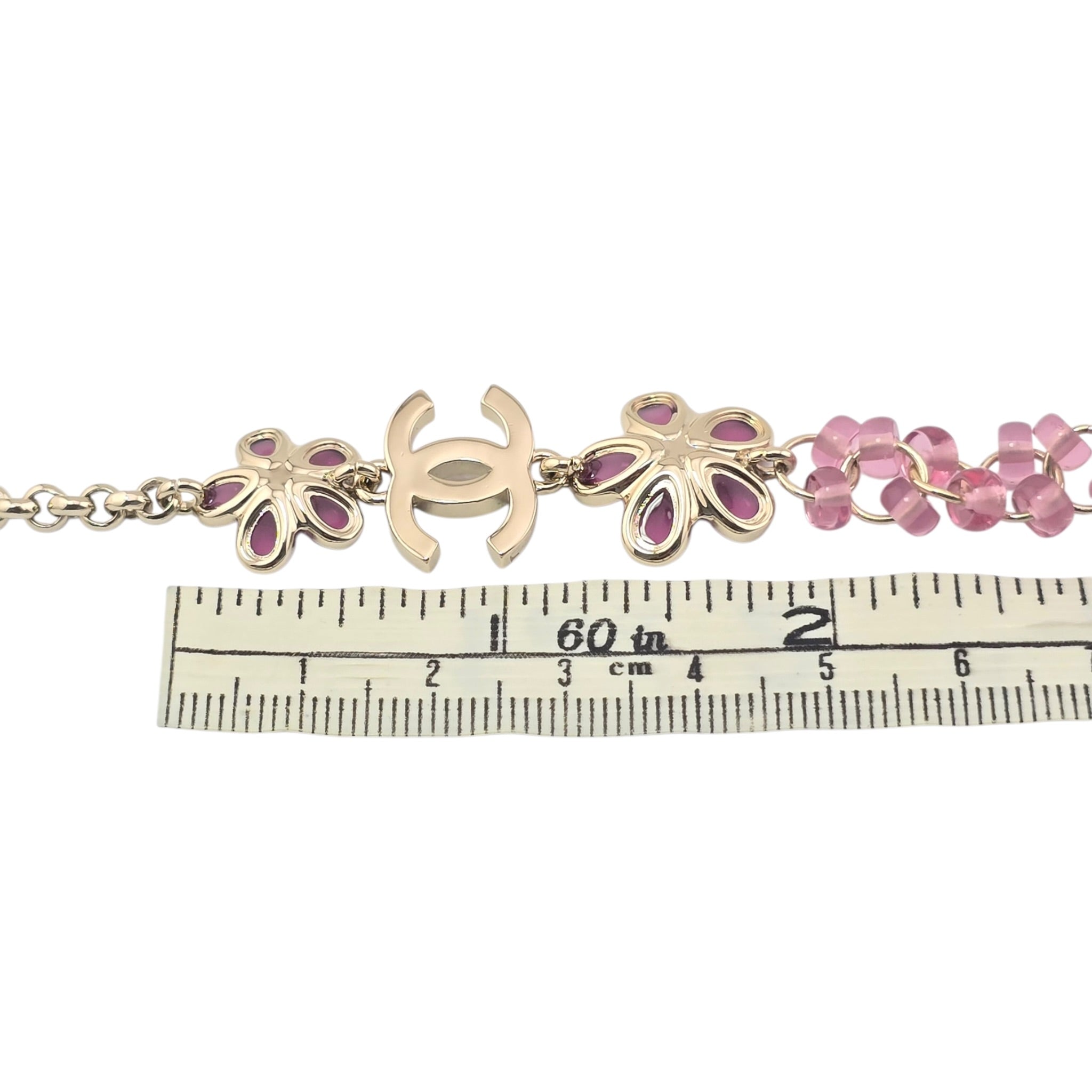 Chanel CC Pink Crystal Stud Flower Necklace 2026 CHANEL