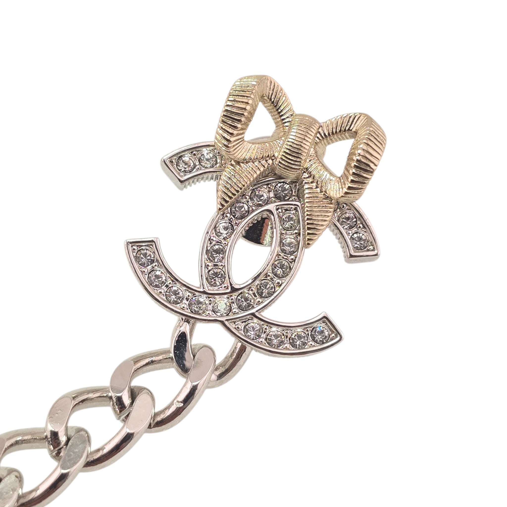 Chanel CC Gold Crystal Leaf Pin Brooch 2024 CHANEL