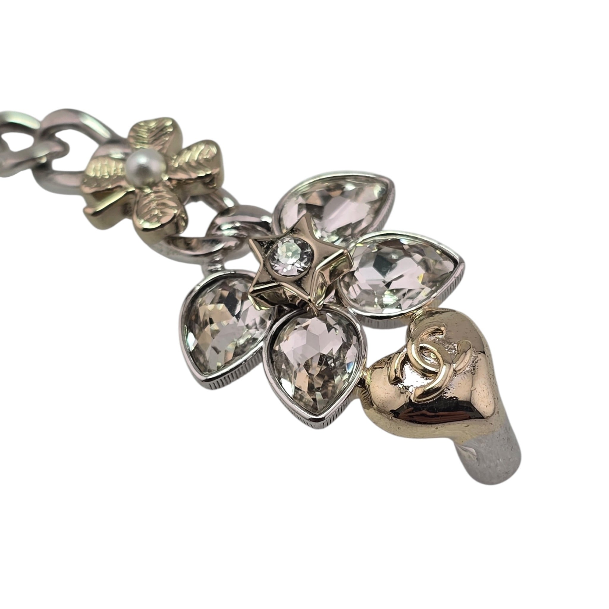 Chanel CC Gold Crystal Leaf Pin Brooch 2024 CHANEL