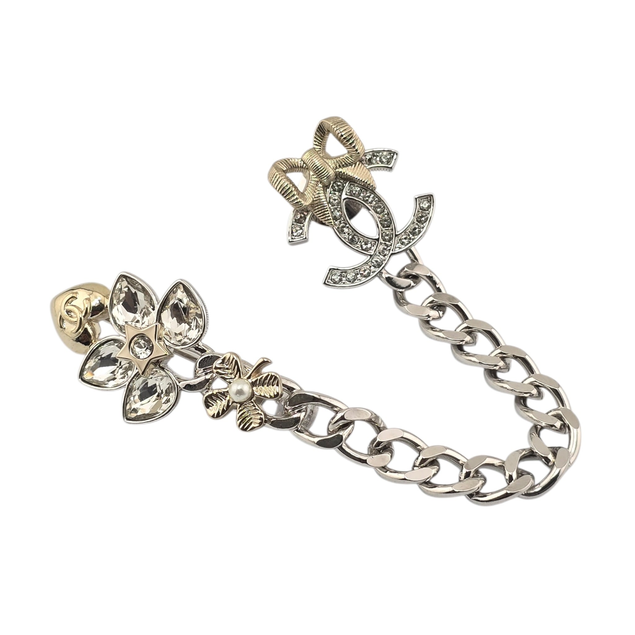 Chanel CC Gold Crystal Leaf Pin Brooch 2024 CHANEL