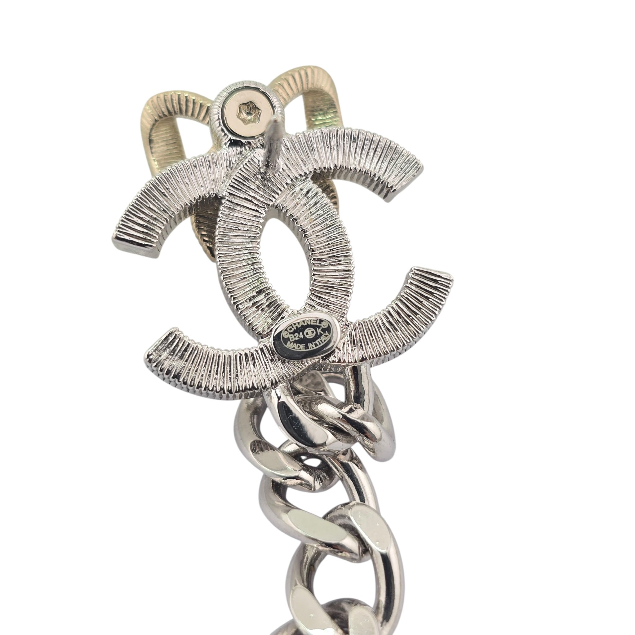 Chanel CC Gold Crystal Leaf Pin Brooch 2024 CHANEL